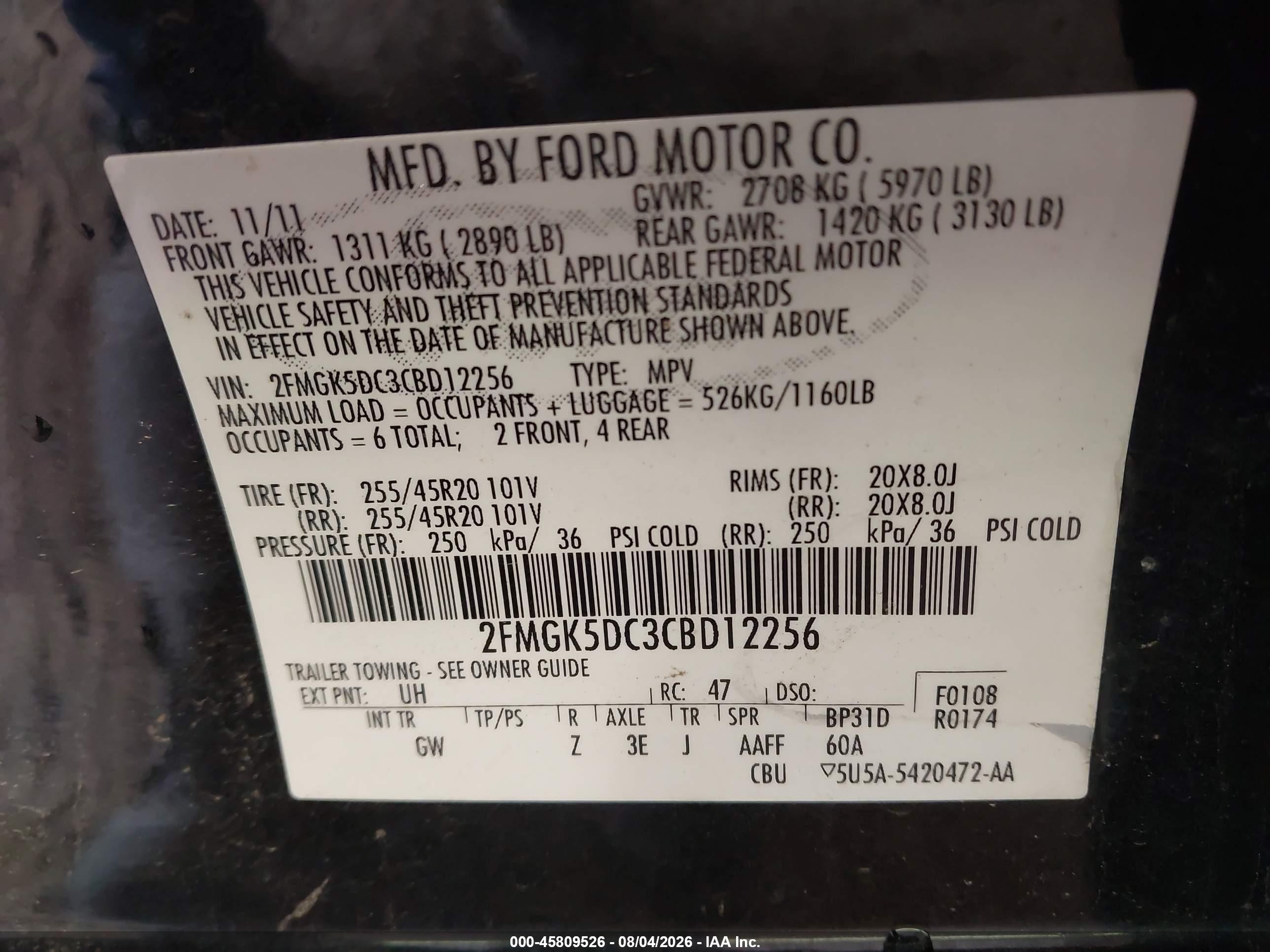 2012 Ford Flex Titanium Black vin: 2FMGK5DC3CBD12256
