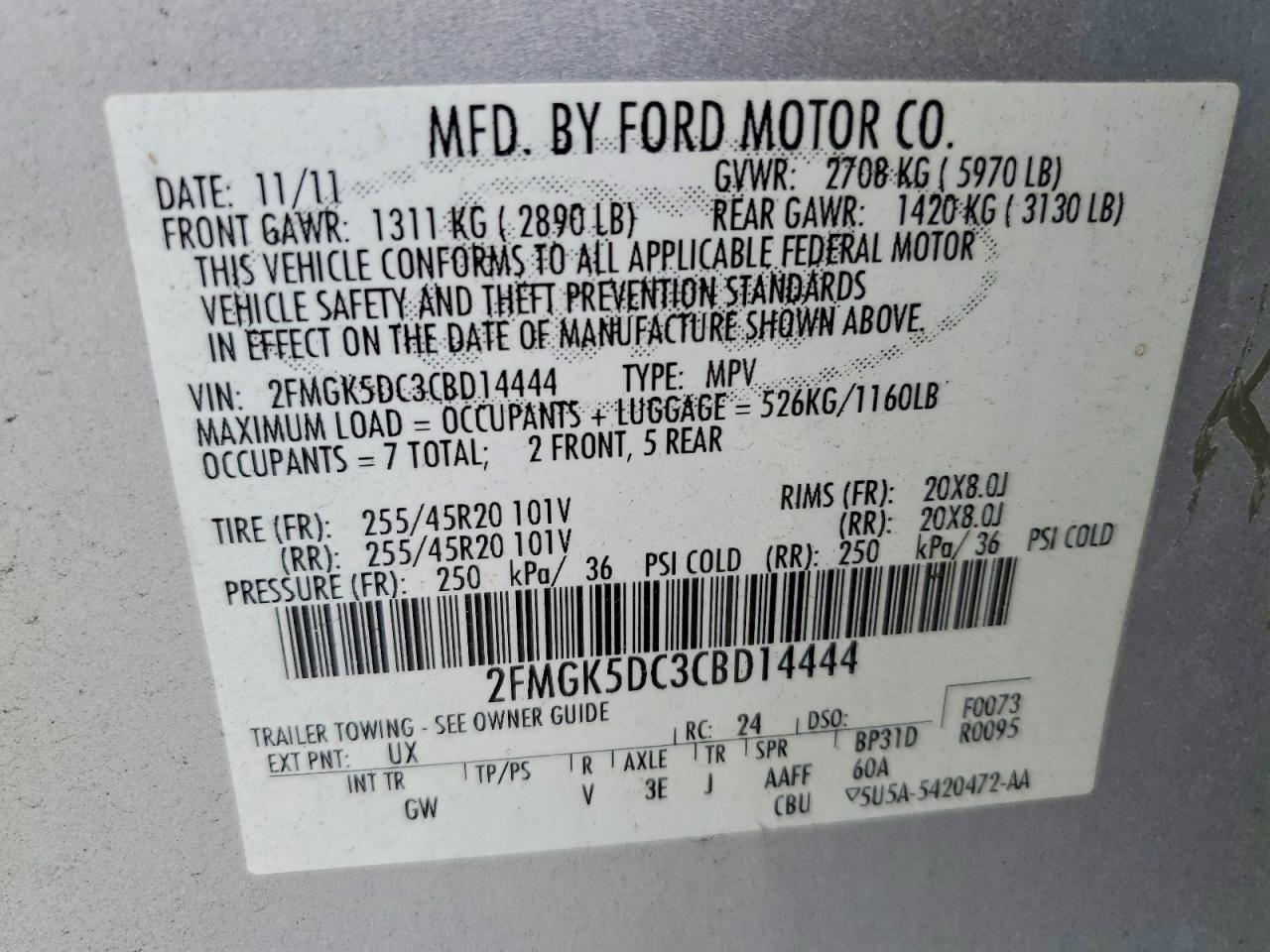 2012 Ford Flex Limited Silver vin: 2FMGK5DC3CBD14444