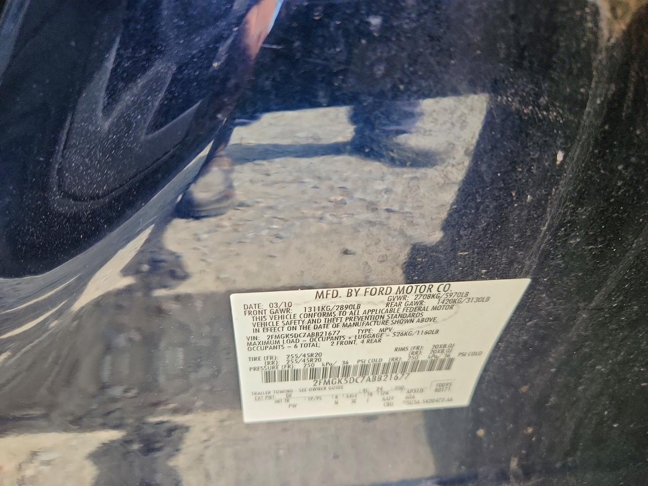 2010 Ford Flex Limited Blue vin: 2FMGK5DC7ABB21677