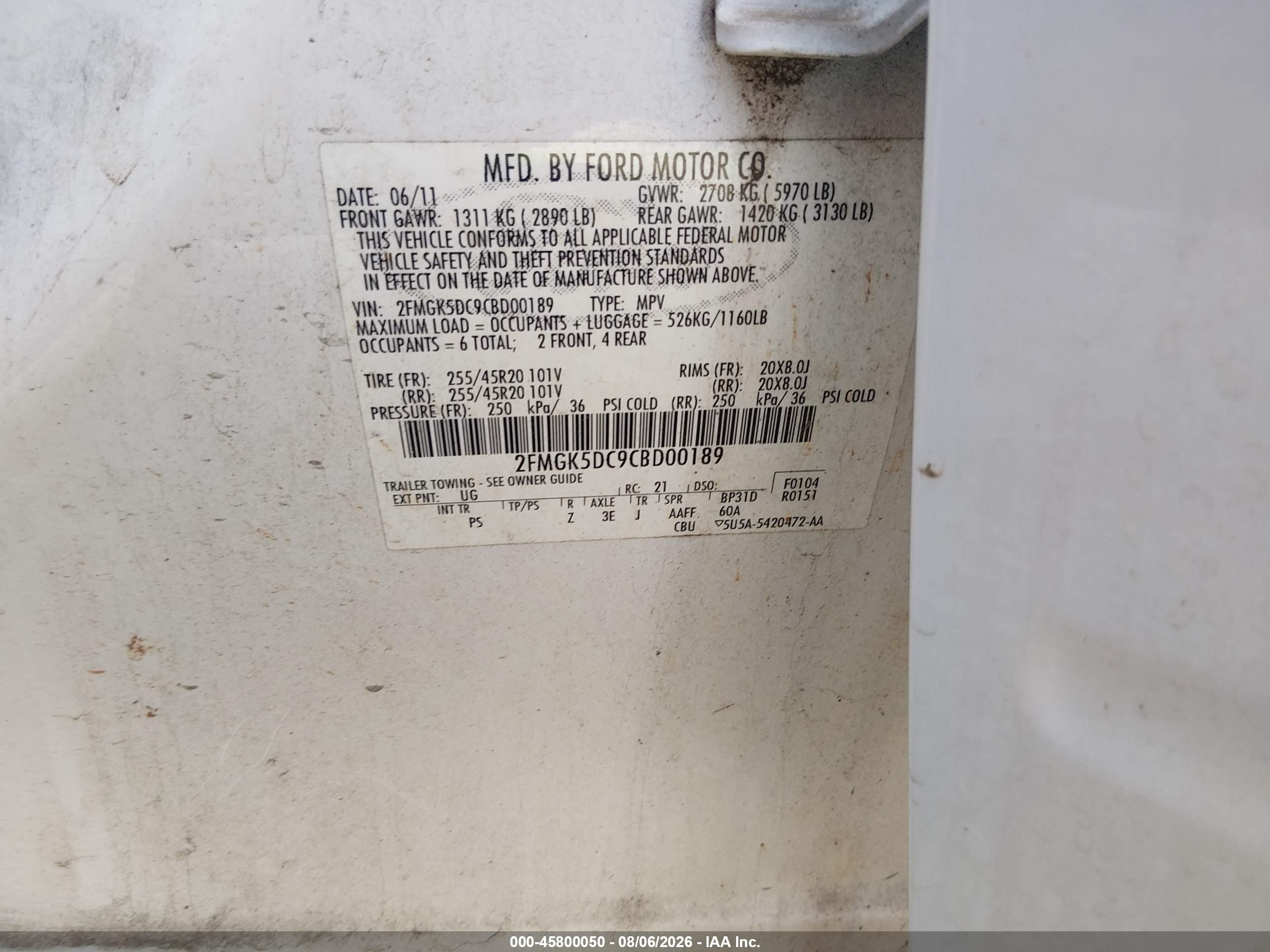 2012 Ford Flex Limited Белый vin: 2FMGK5DC9CBD00189