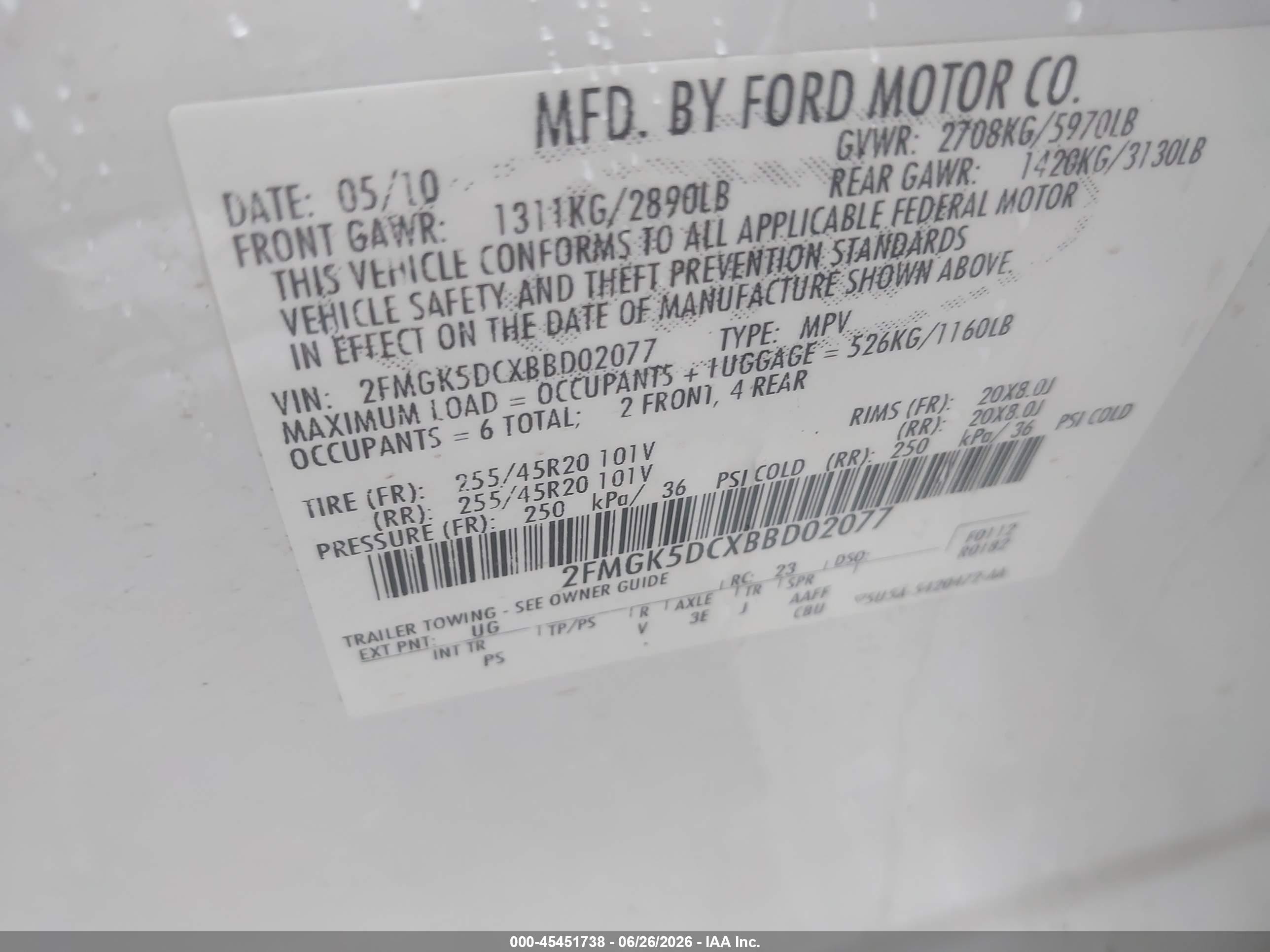 2011 Ford Flex Limited White vin: 2FMGK5DCXBBD02077