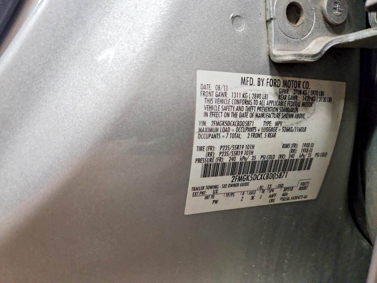 2012 Ford Flex Limited Silver vin: 2FMGK5DCXCBD05871