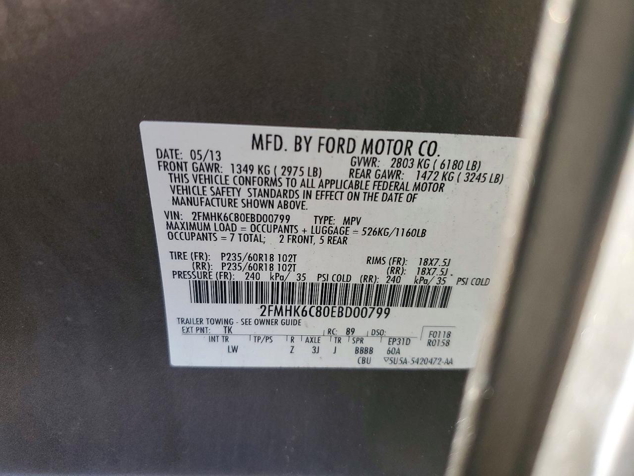2014 Ford Flex Sel Gray vin: 2FMHK6C80EBD00799