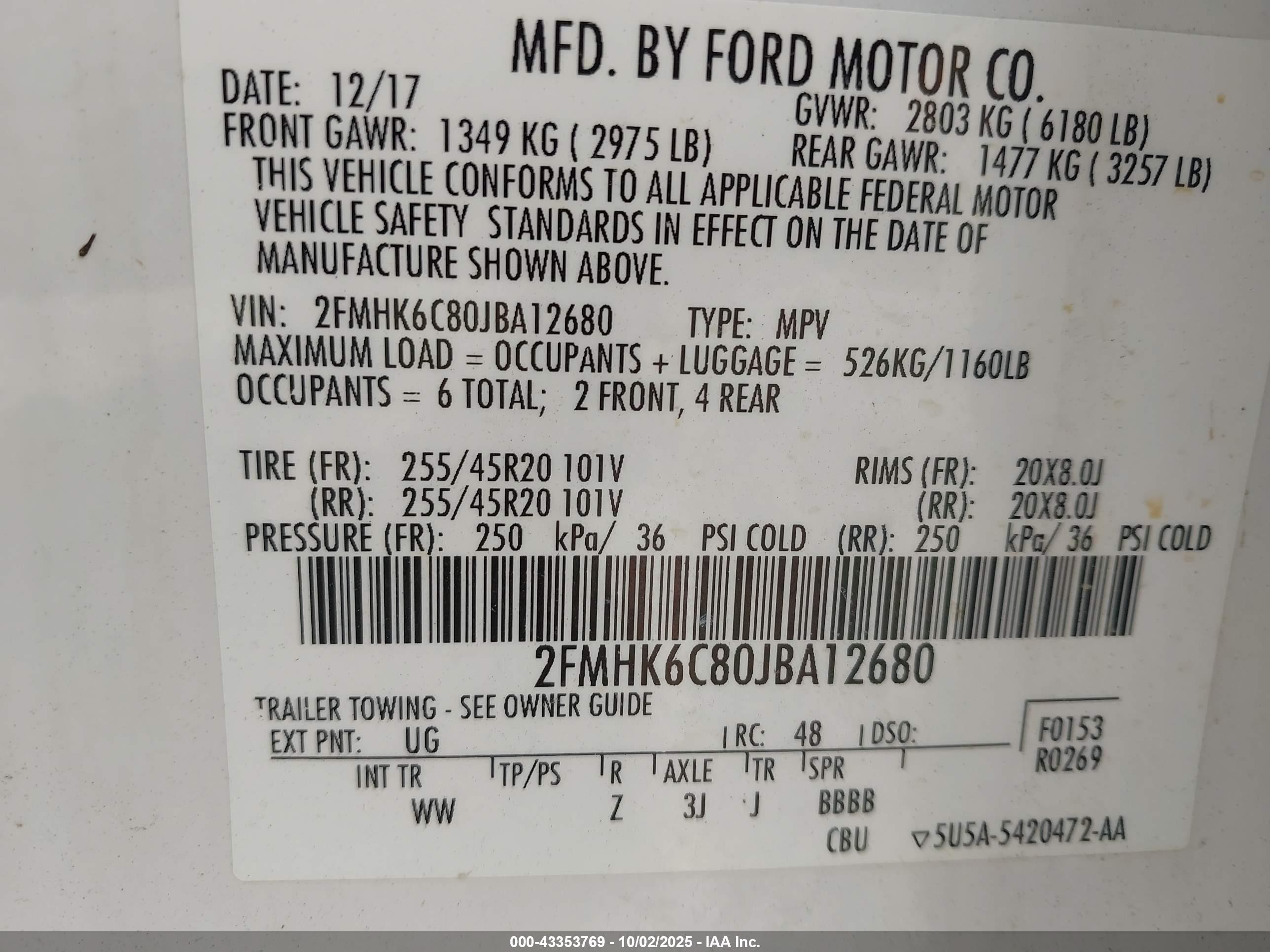 2018 Ford Flex Sel Белый vin: 2FMHK6C80JBA12680