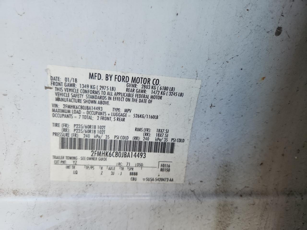 2018 Ford Flex Sel White vin: 2FMHK6C80JBA14493