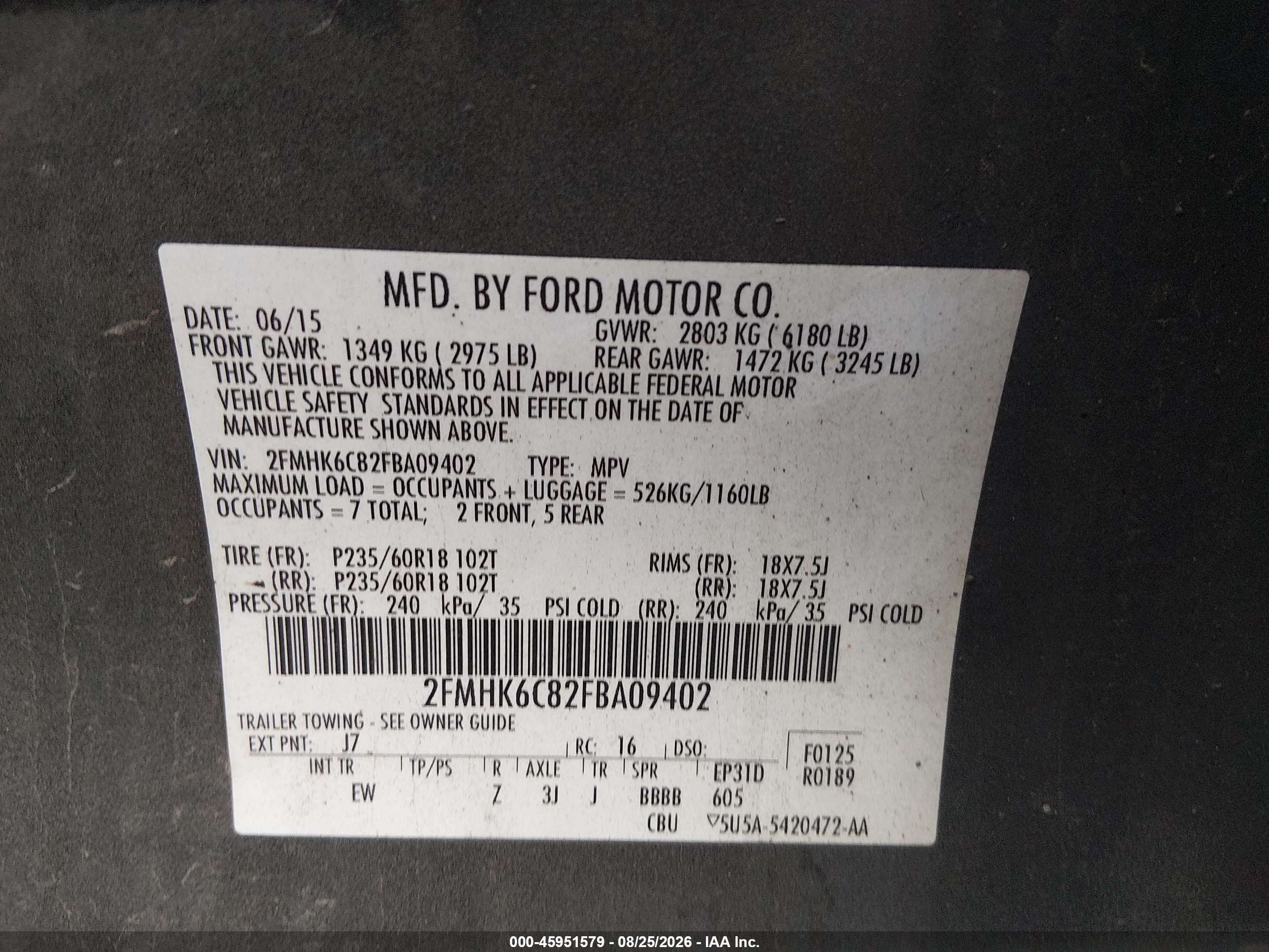 2015 Ford Flex Sel Gray vin: 2FMHK6C82FBA09402