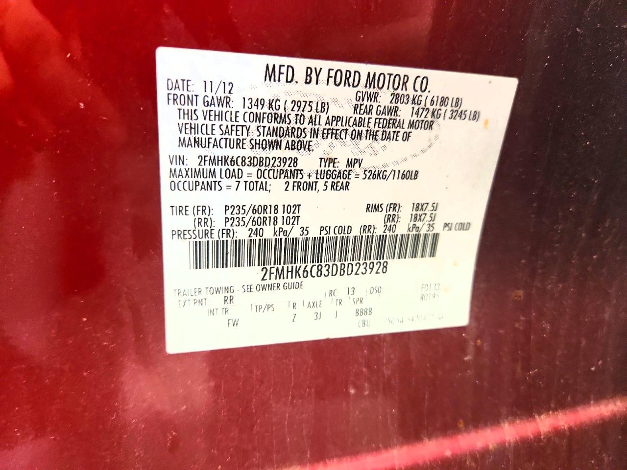 2013 Ford Flex Sel Красный vin: 2FMHK6C83DBD23928