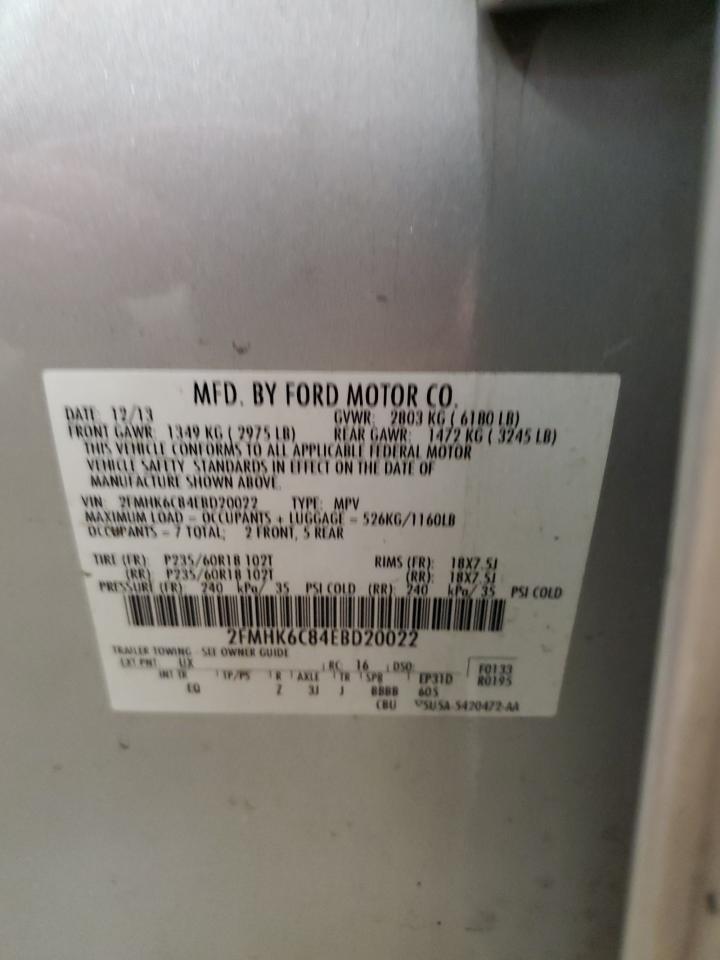 2014 Ford Flex Sel Silver vin: 2FMHK6C84EBD20022