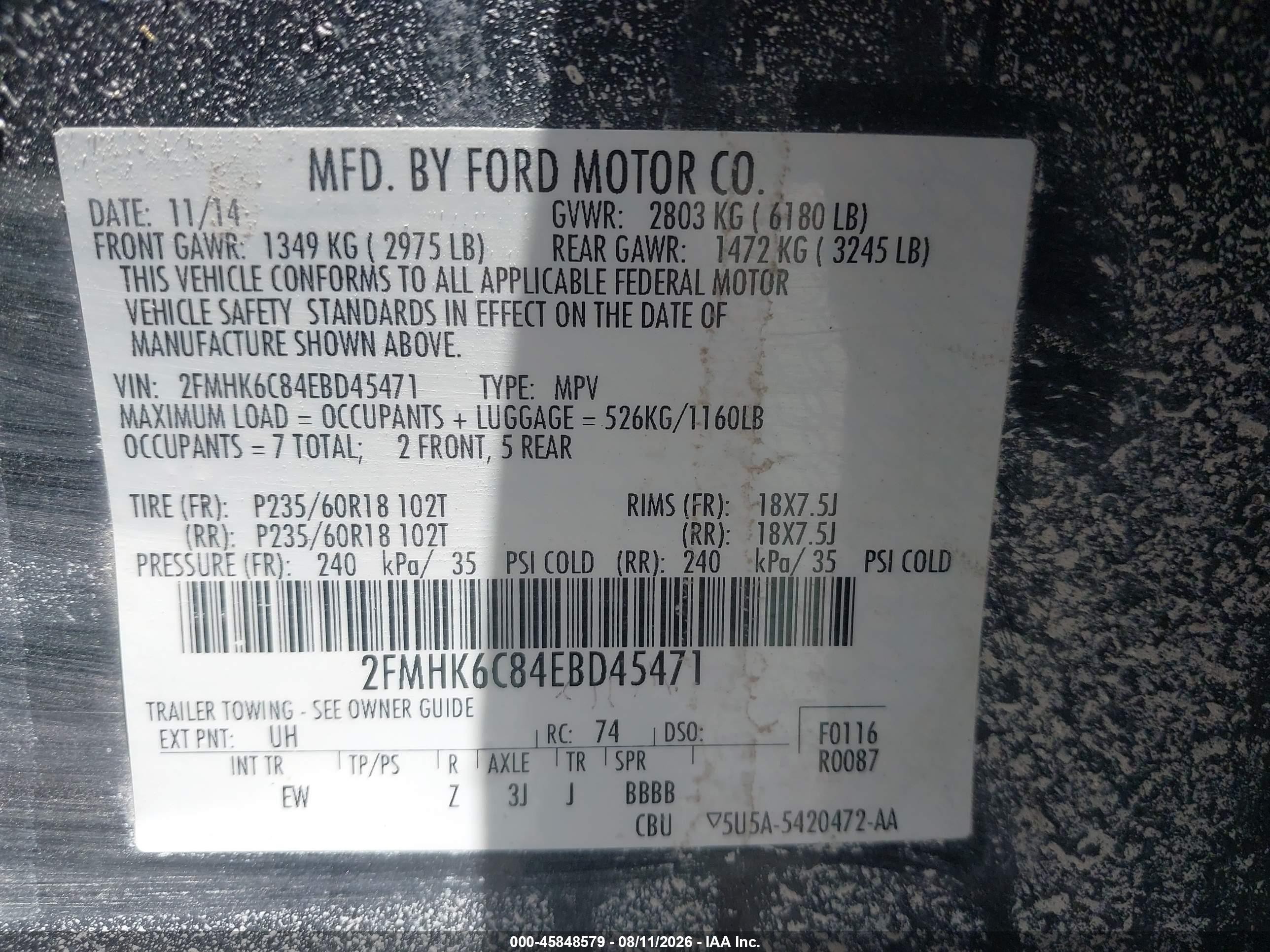 2014 Ford Flex Sel Черный vin: 2FMHK6C84EBD45471