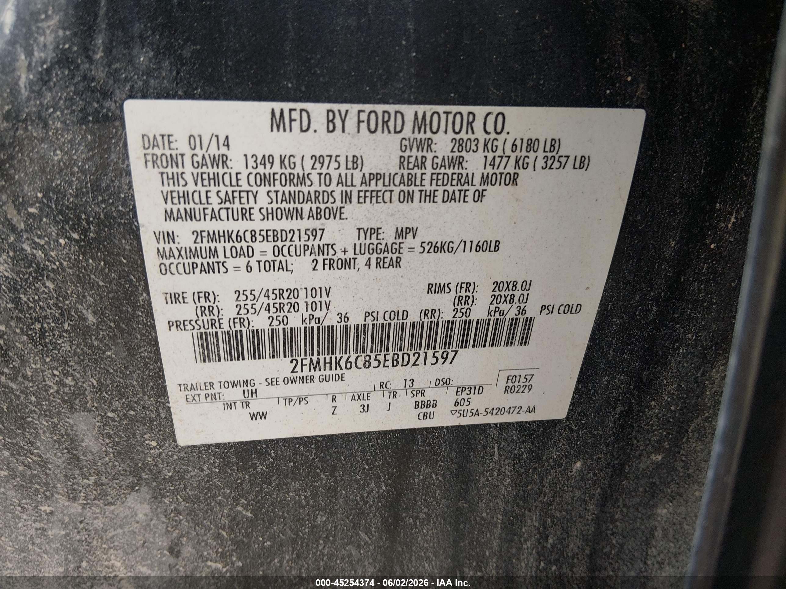 2014 Ford Flex Sel Black vin: 2FMHK6C85EBD21597