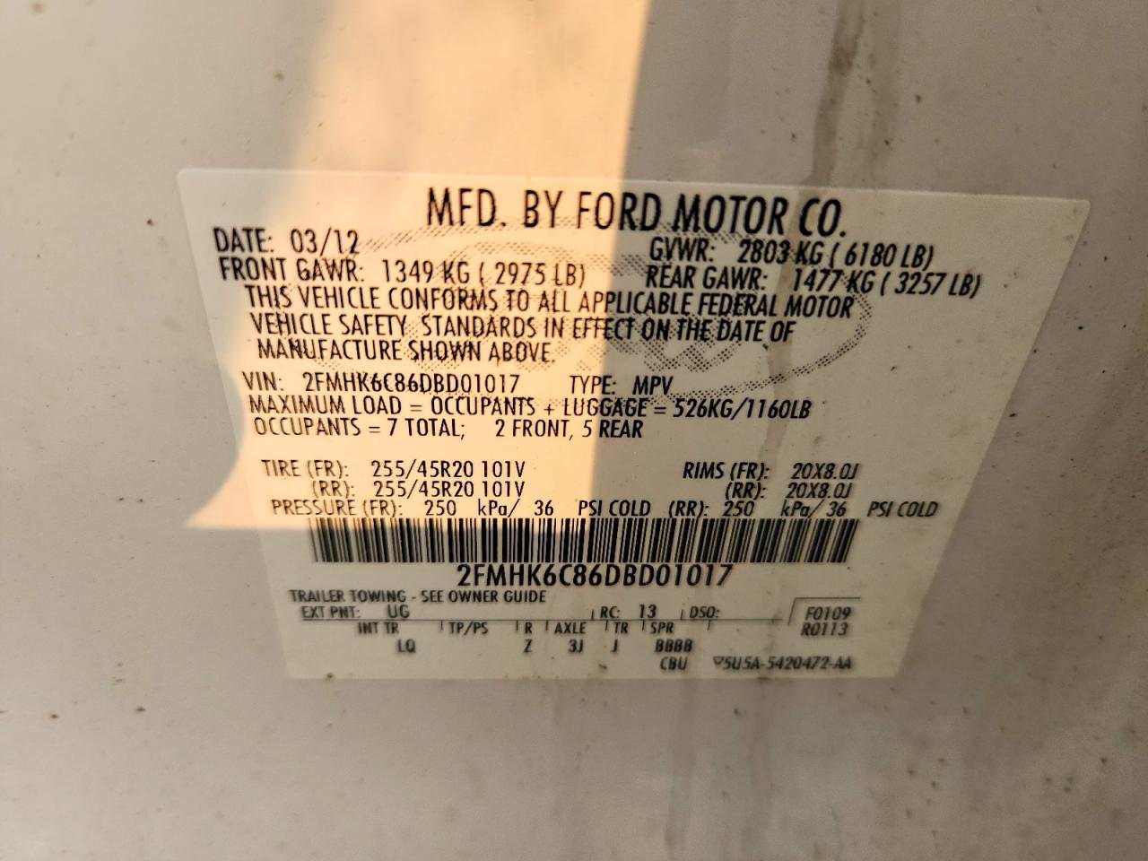 2013 Ford Flex Sel White vin: 2FMHK6C86DBD01017
