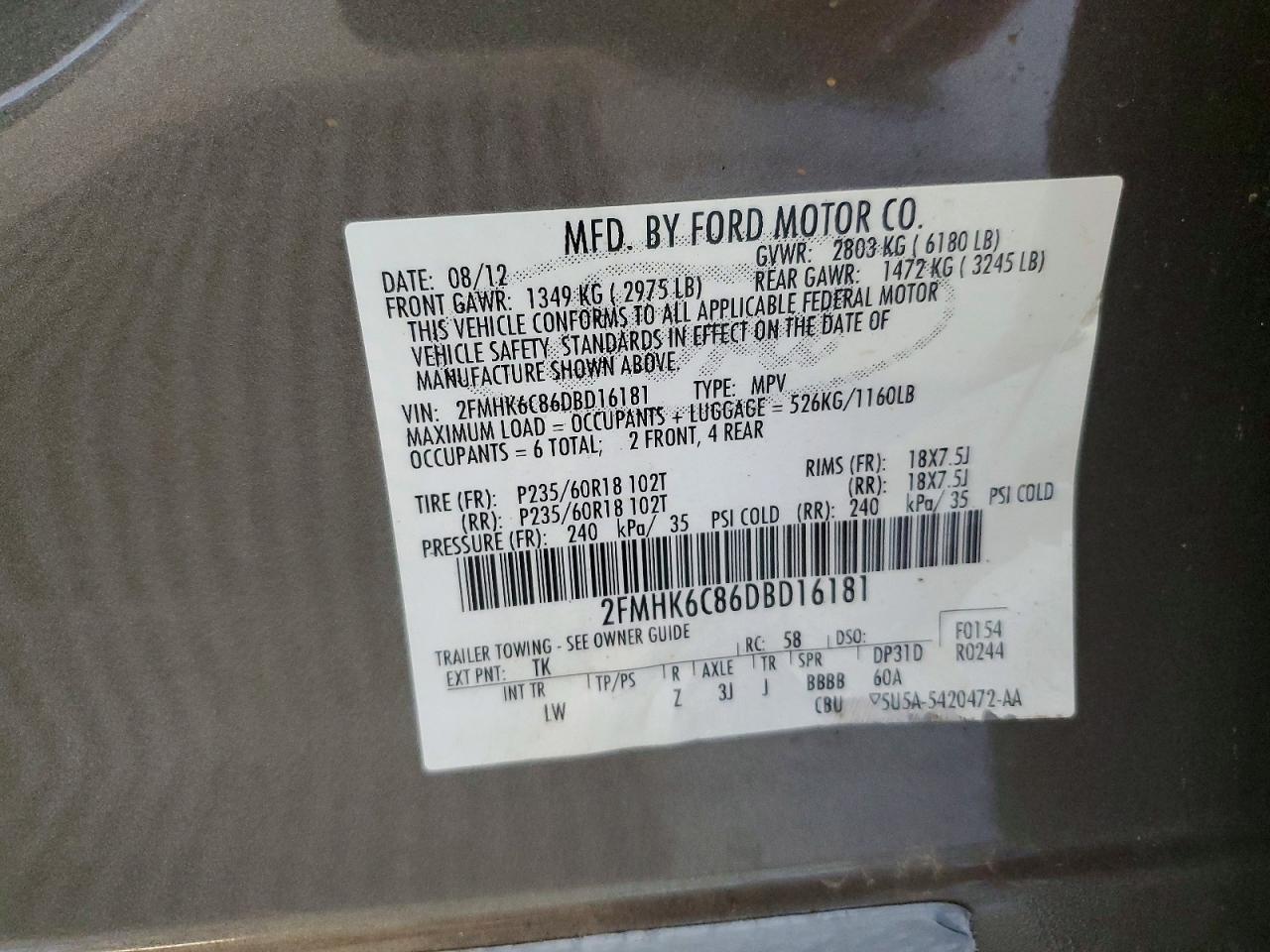 2013 Ford Flex Sel Gray vin: 2FMHK6C86DBD16181