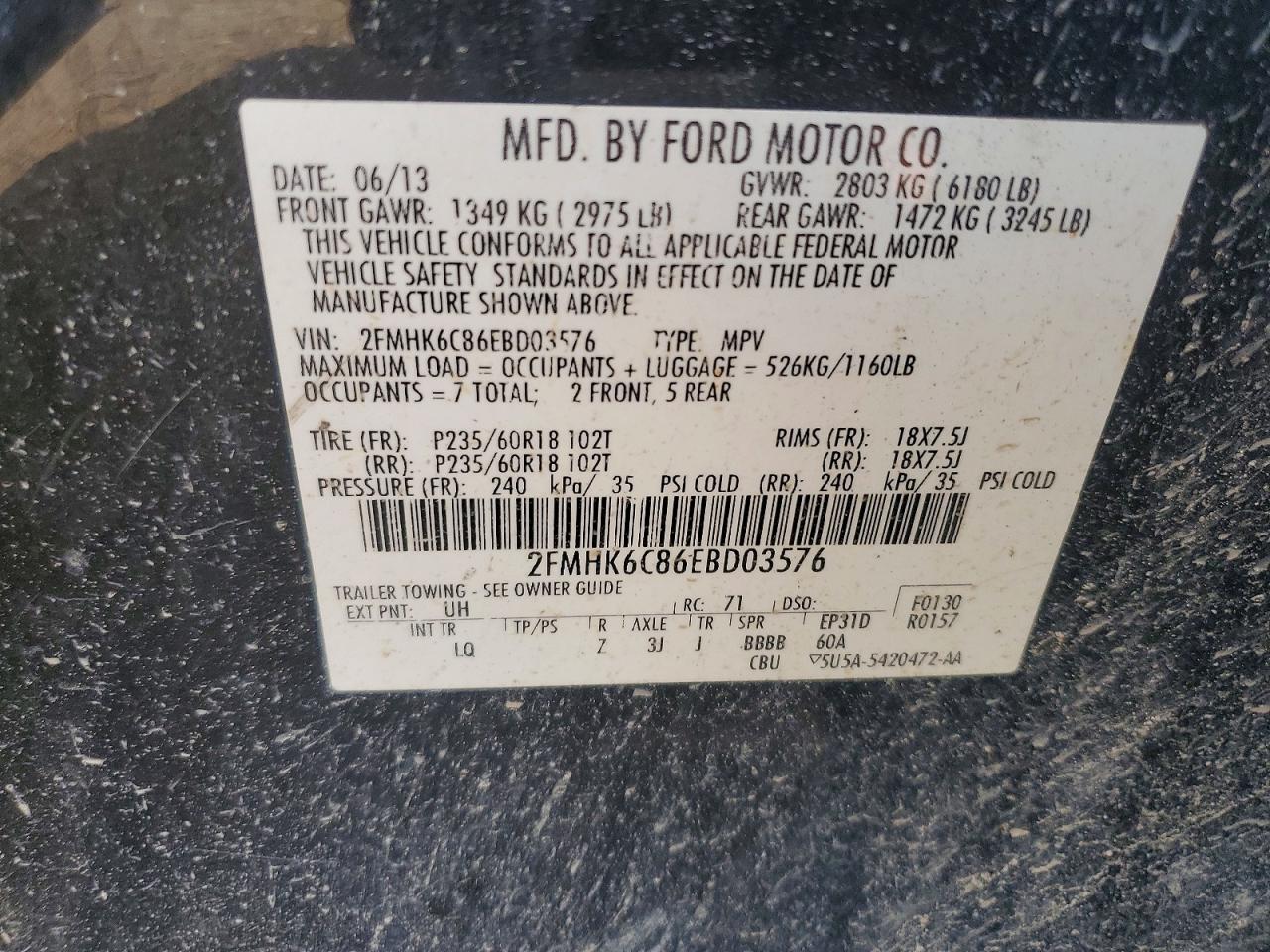 2013 Ford Flex Sel Black vin: 2FMHK6C86EBD03576