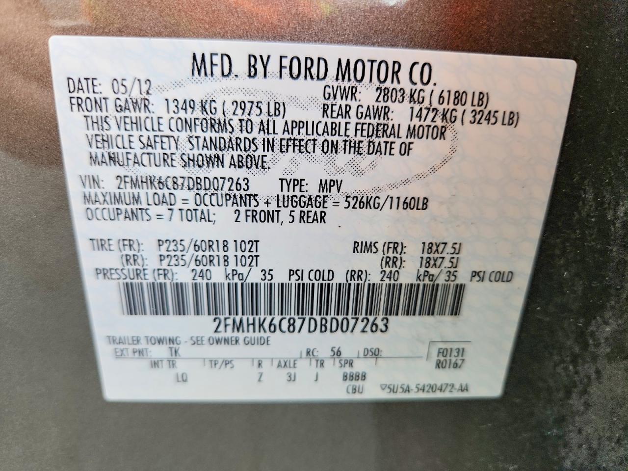 2013 Ford Flex Sel Gray vin: 2FMHK6C87DBD07263