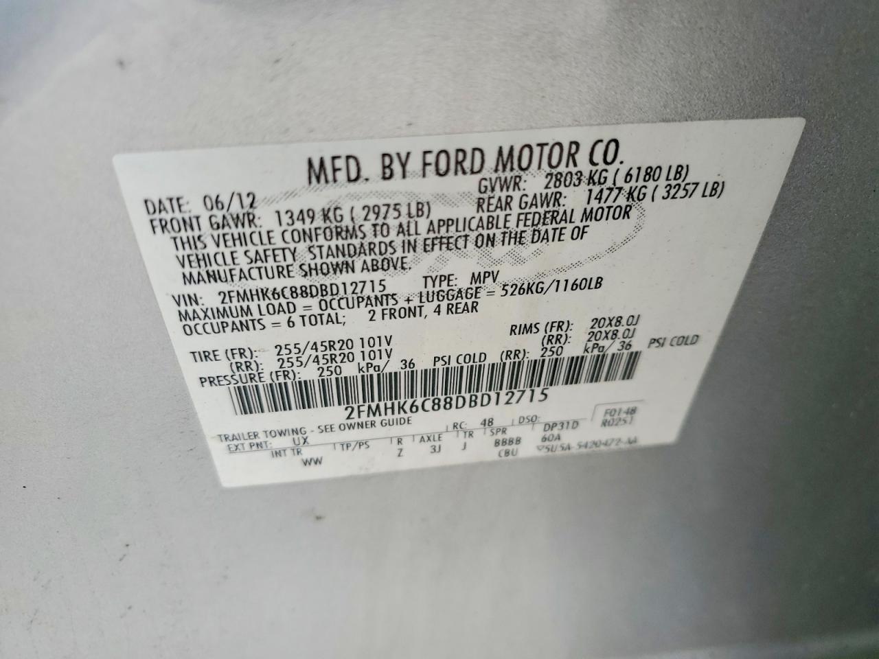 2013 Ford Flex Sel Silver vin: 2FMHK6C88DBD12715