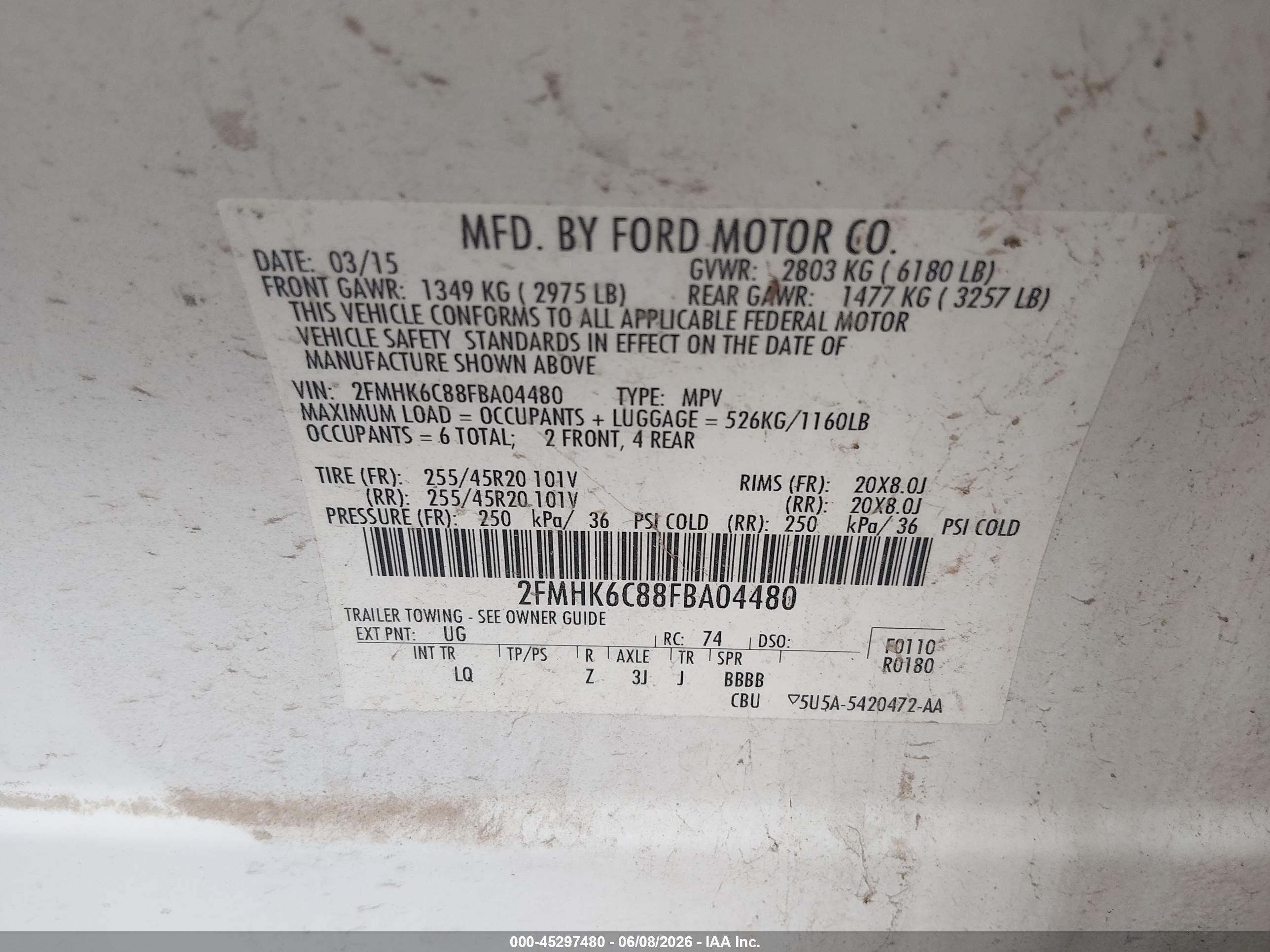 2015 Ford Flex Sel White vin: 2FMHK6C88FBA04480