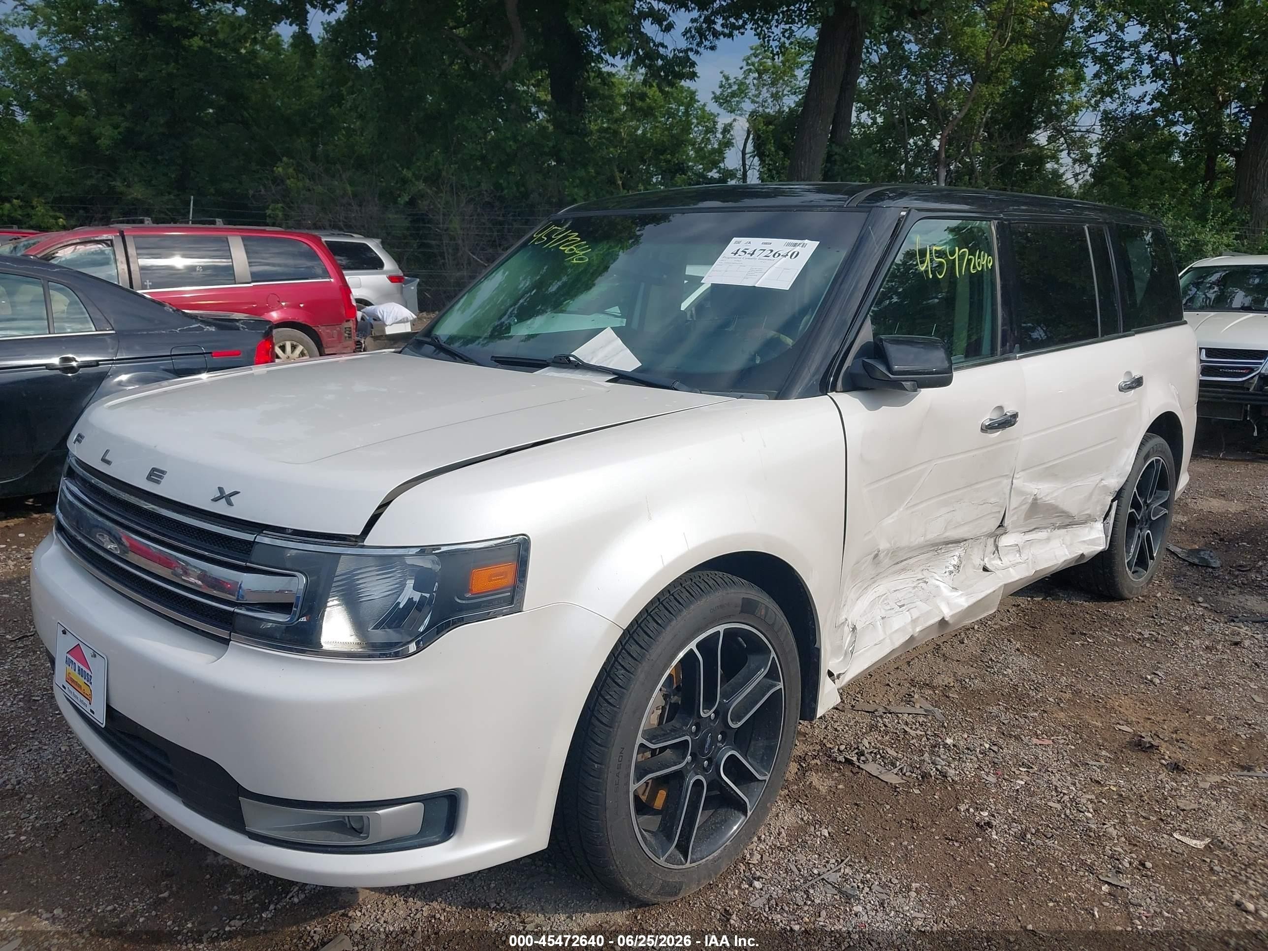 2015 Ford Flex Sel White vin: 2FMHK6C88FBA22526