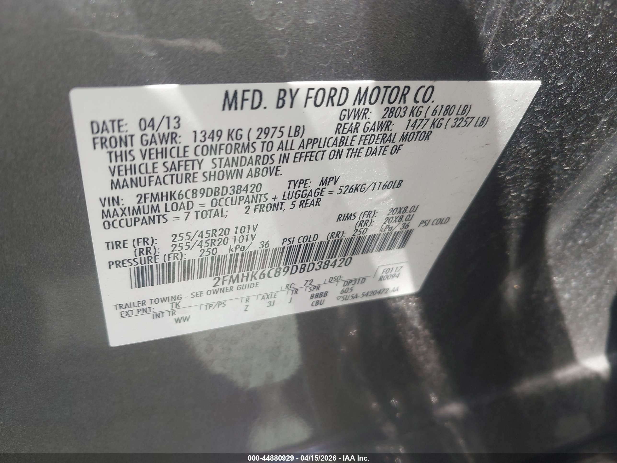 2013 Ford Flex Sel Gray vin: 2FMHK6C89DBD38420