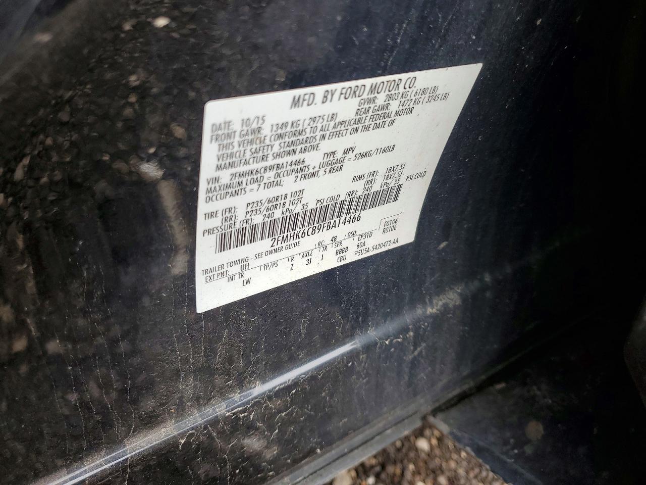 2015 Ford Flex Sel Черный vin: 2FMHK6C89FBA14466