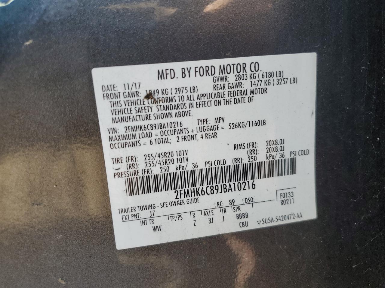 2018 Ford Flex Sel Gray vin: 2FMHK6C89JBA10216