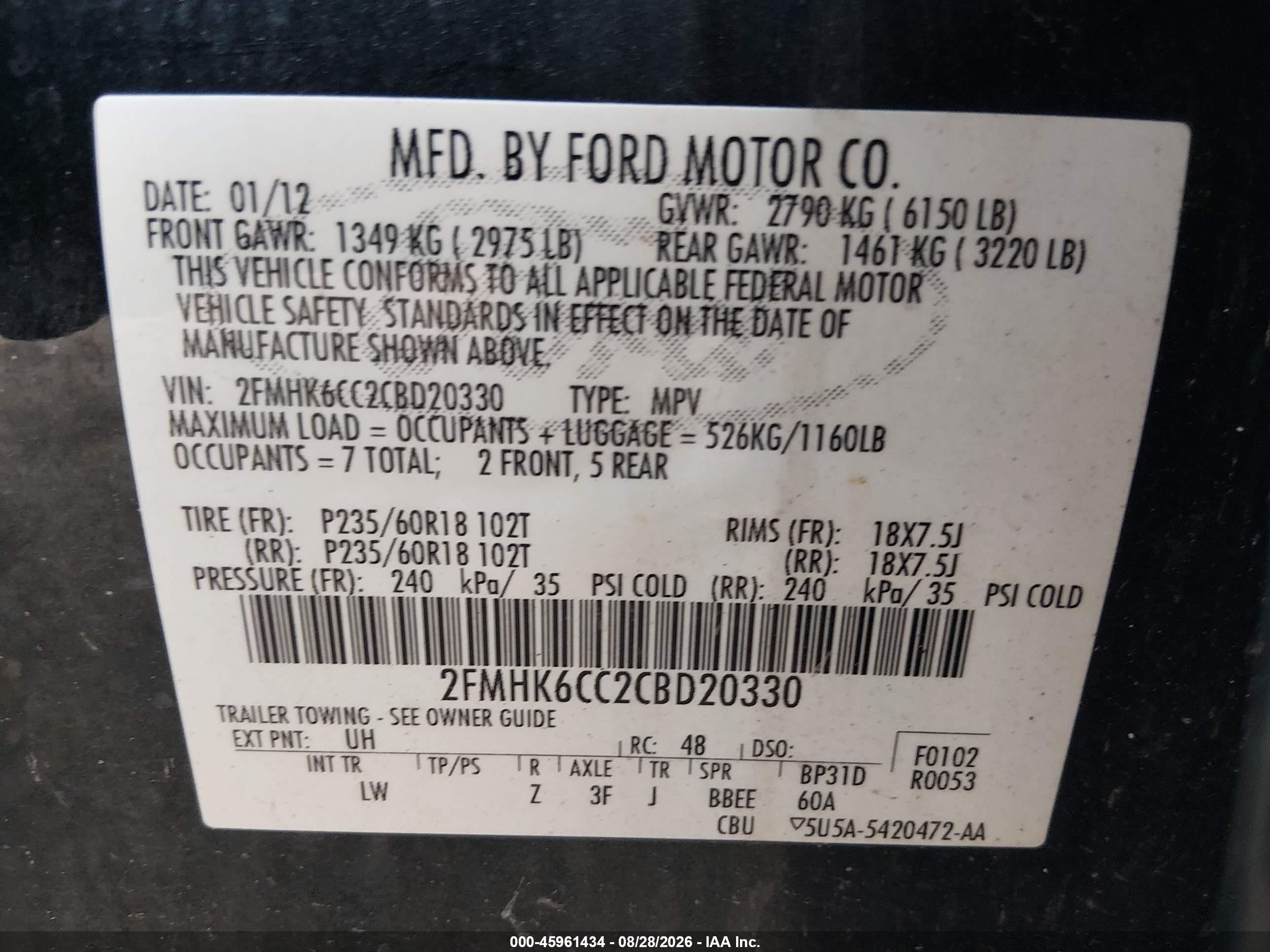 2012 Ford Flex Sel Black vin: 2FMHK6CC2CBD20330
