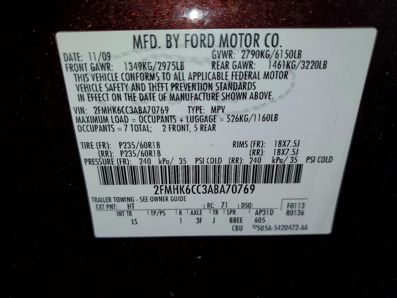 2010 Ford Flex Sel Brown vin: 2FMHK6CC3ABA70769