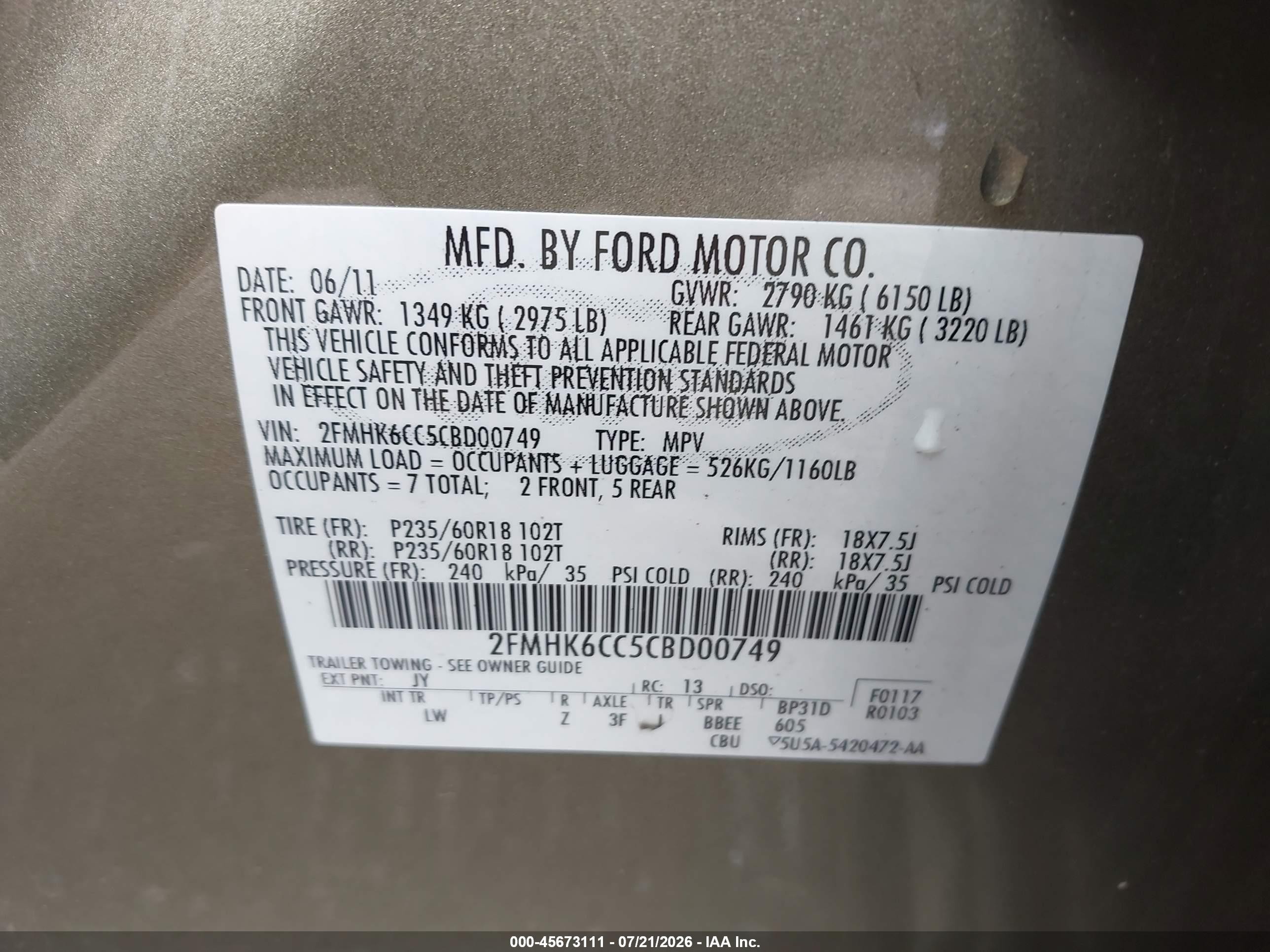 2012 Ford Flex Sel Green vin: 2FMHK6CC5CBD00749