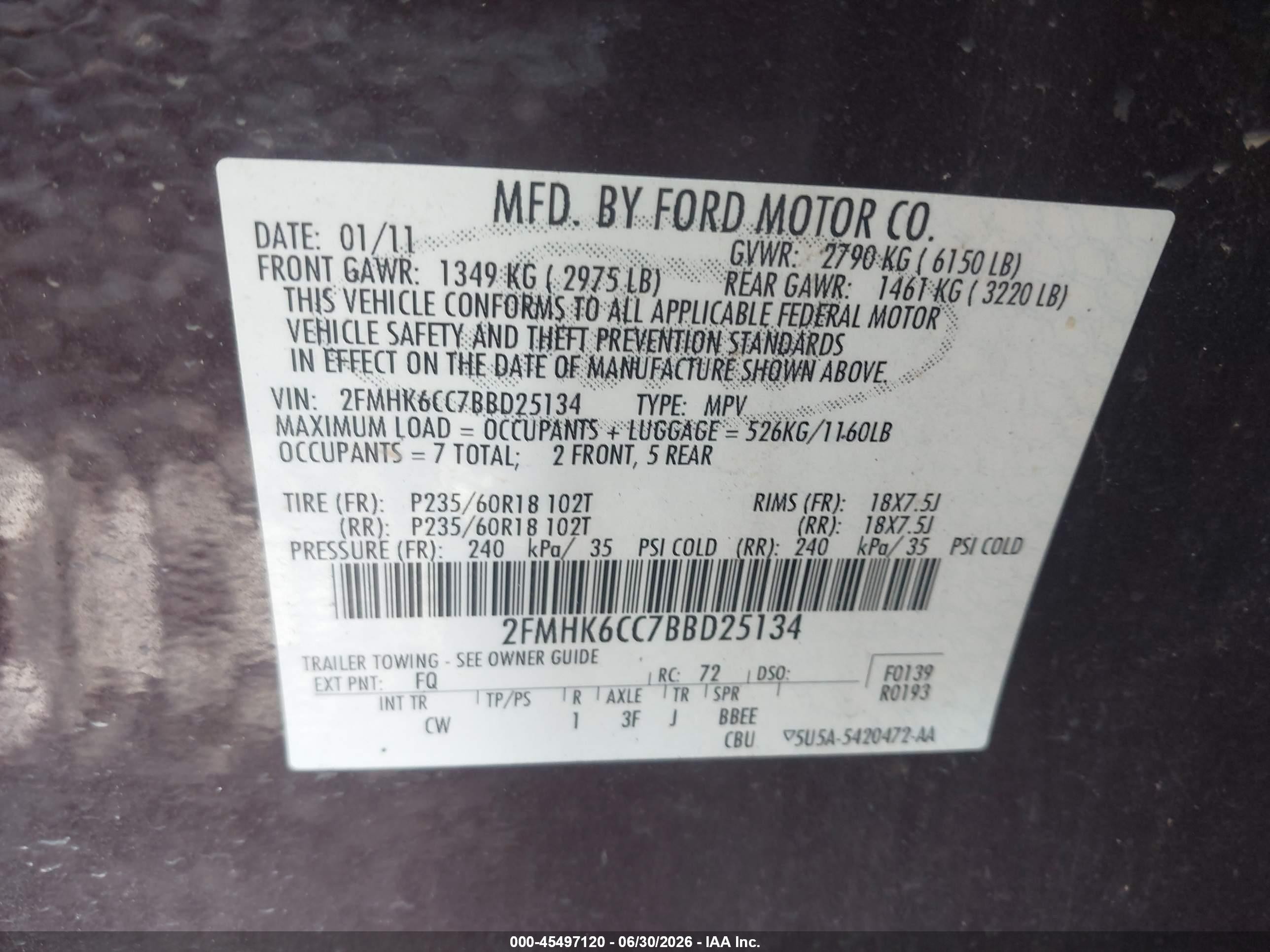 2011 Ford Flex Sel Burgundy vin: 2FMHK6CC7BBD25134