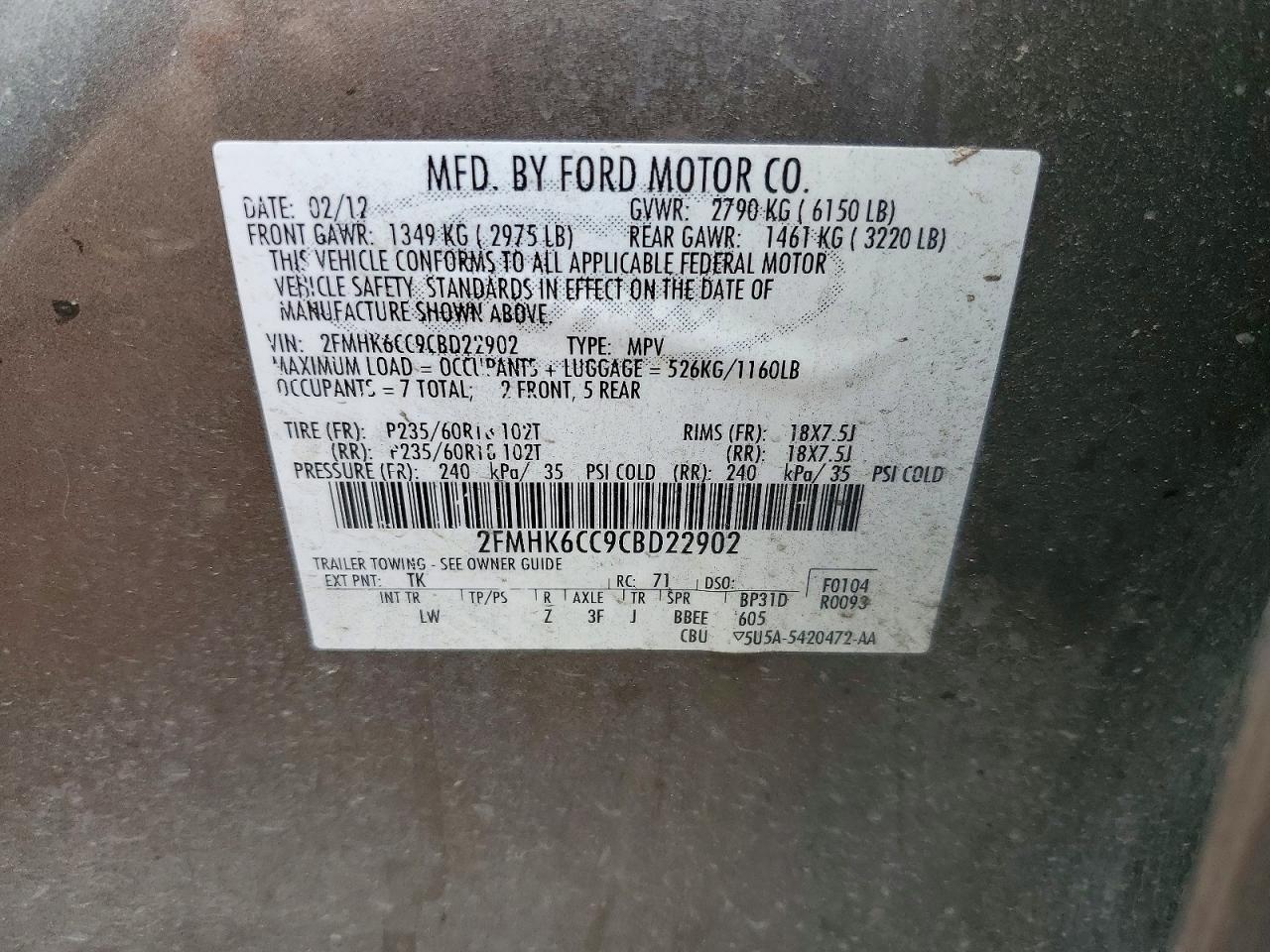 2012 Ford Flex Sel Gray vin: 2FMHK6CC9CBD22902