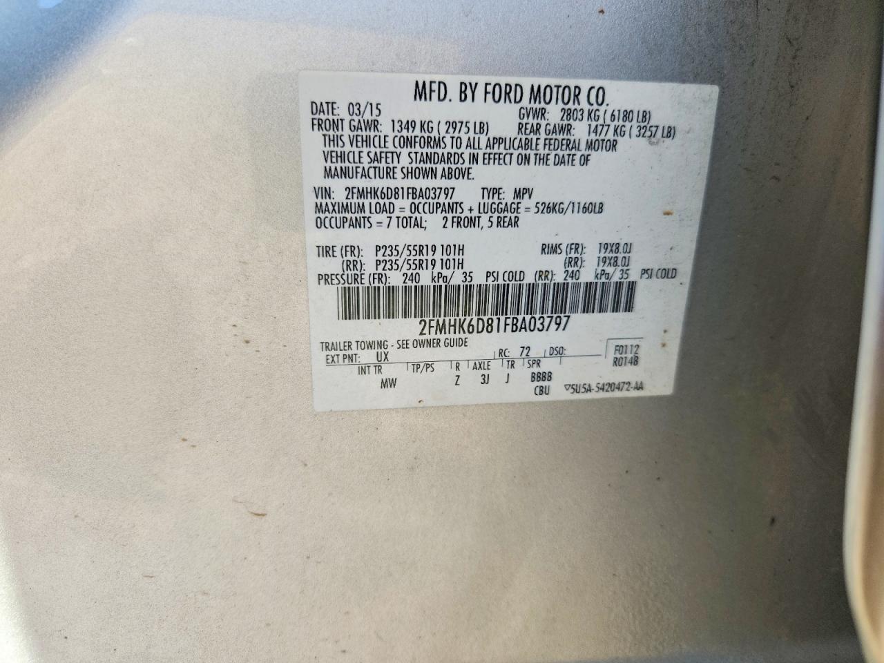 2015 Ford Flex Limited Silver vin: 2FMHK6D81FBA03797