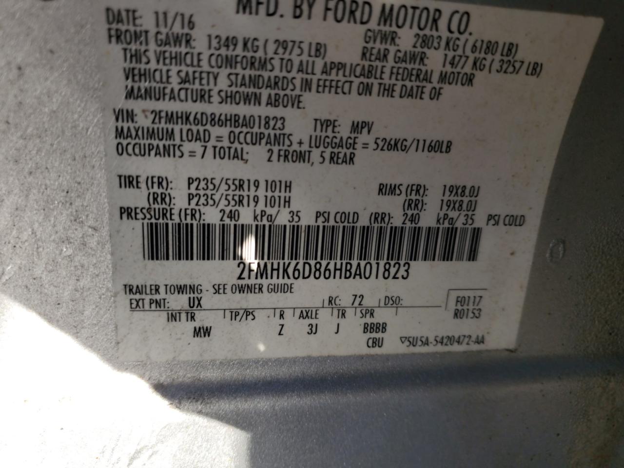 2017 Ford Flex Limited Silver vin: 2FMHK6D86HBA01823