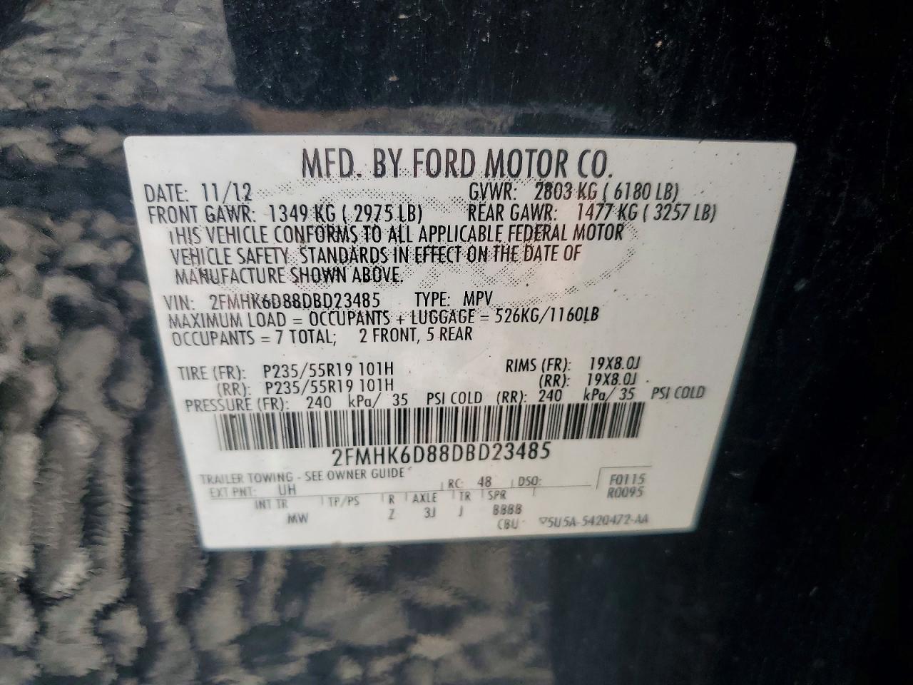 2013 Ford Flex Limited Черный vin: 2FMHK6D88DBD23485