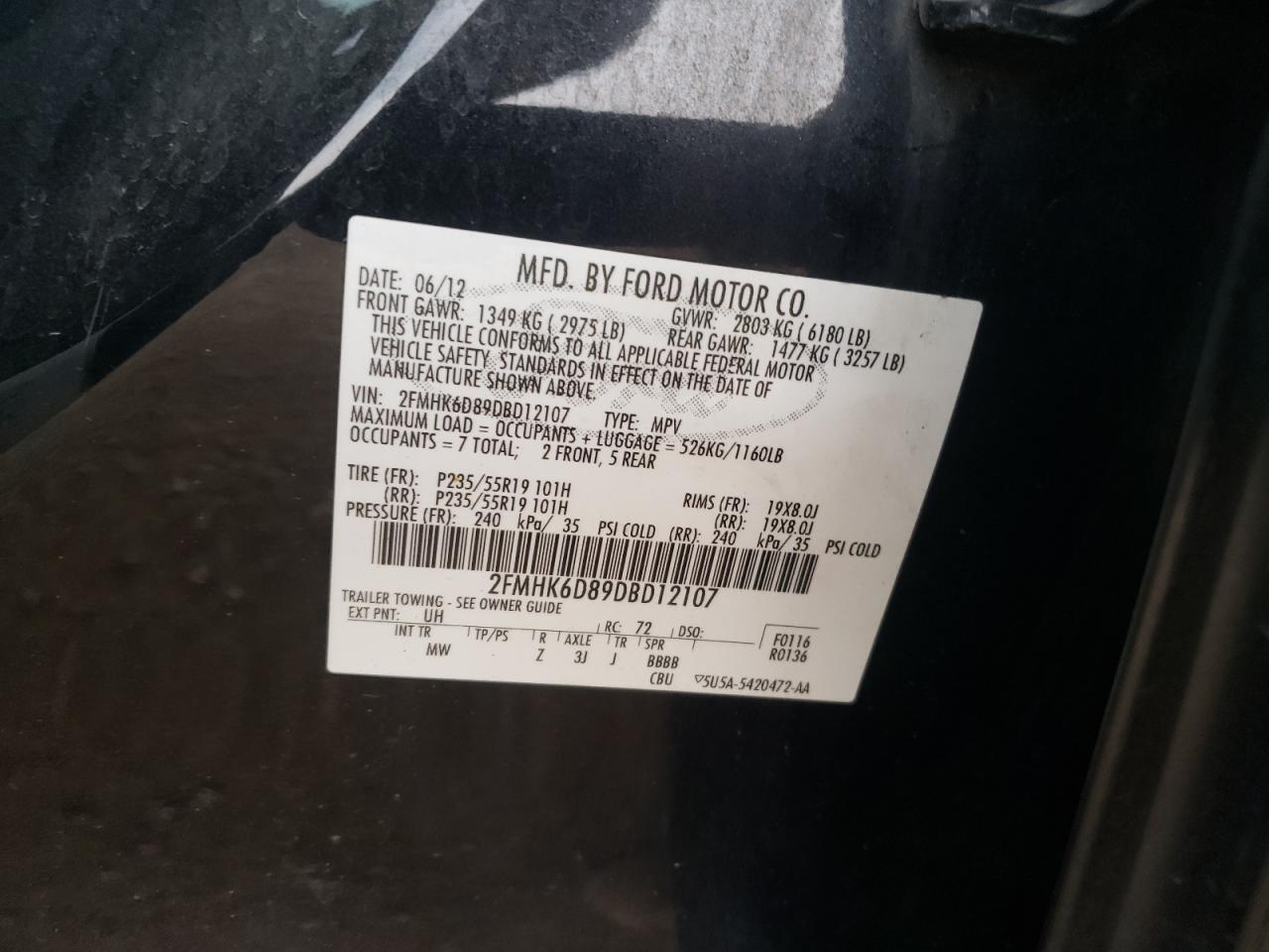 2013 Ford Flex Limited Черный vin: 2FMHK6D89DBD12107