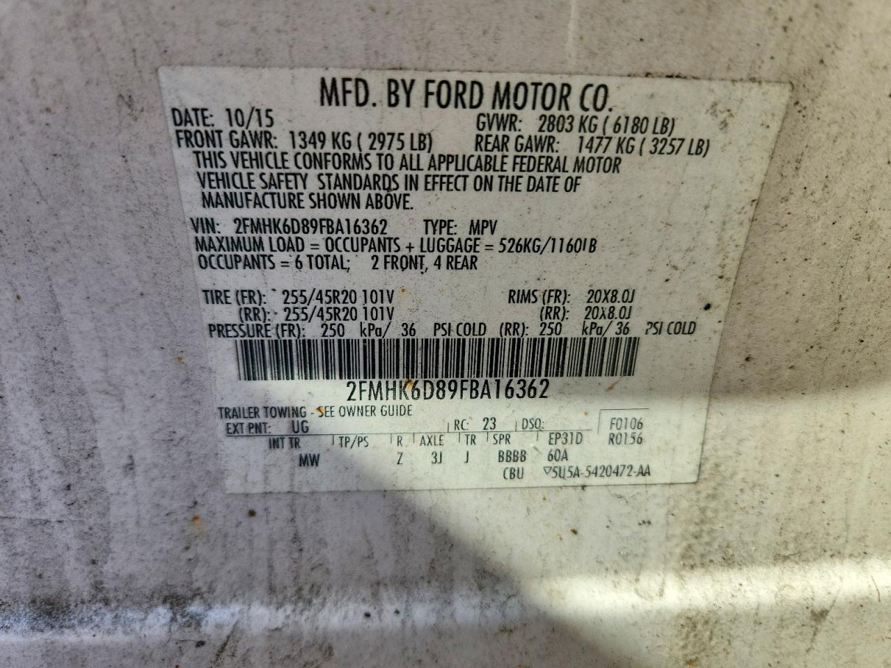 2015 Ford Flex Limited White vin: 2FMHK6D89FBA16362