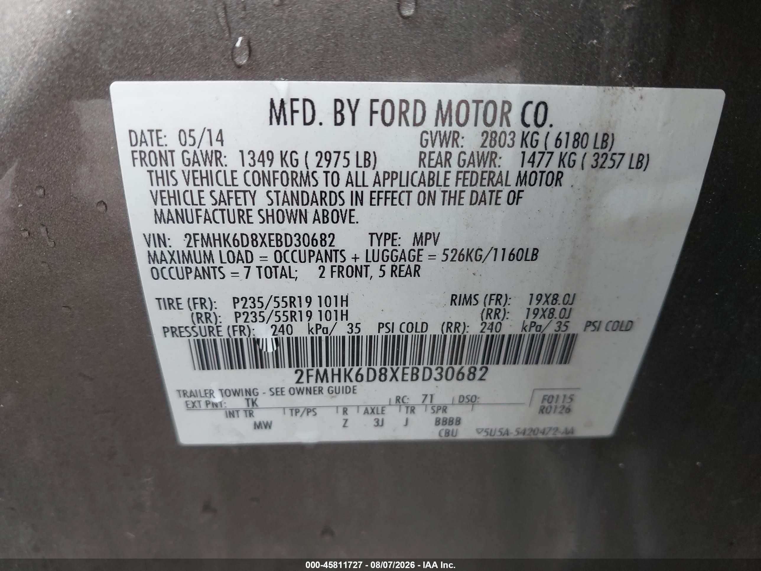 2014 Ford Flex Limited Beige vin: 2FMHK6D8XEBD30682