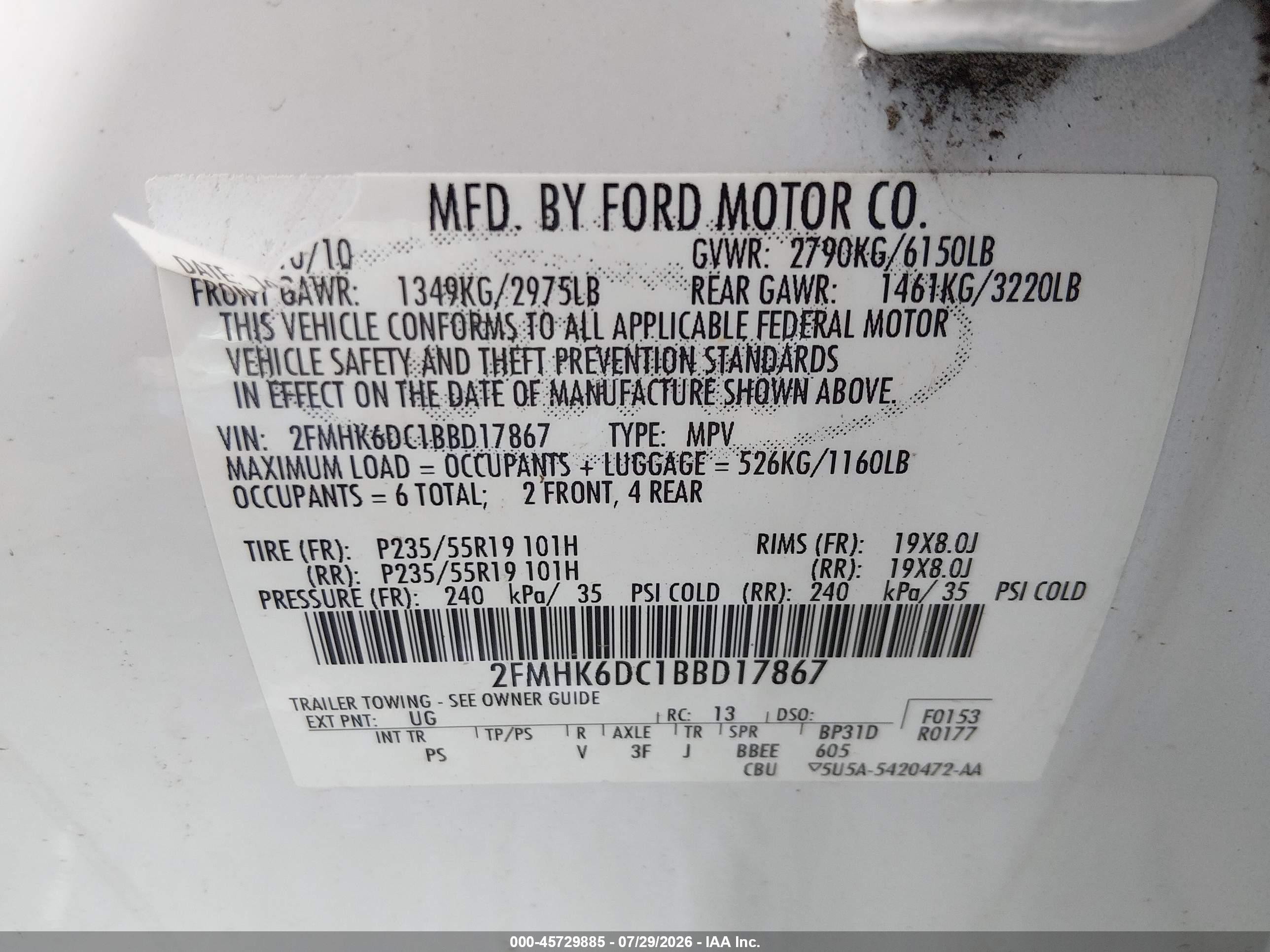 2011 Ford Flex Limited White vin: 2FMHK6DC1BBD17867