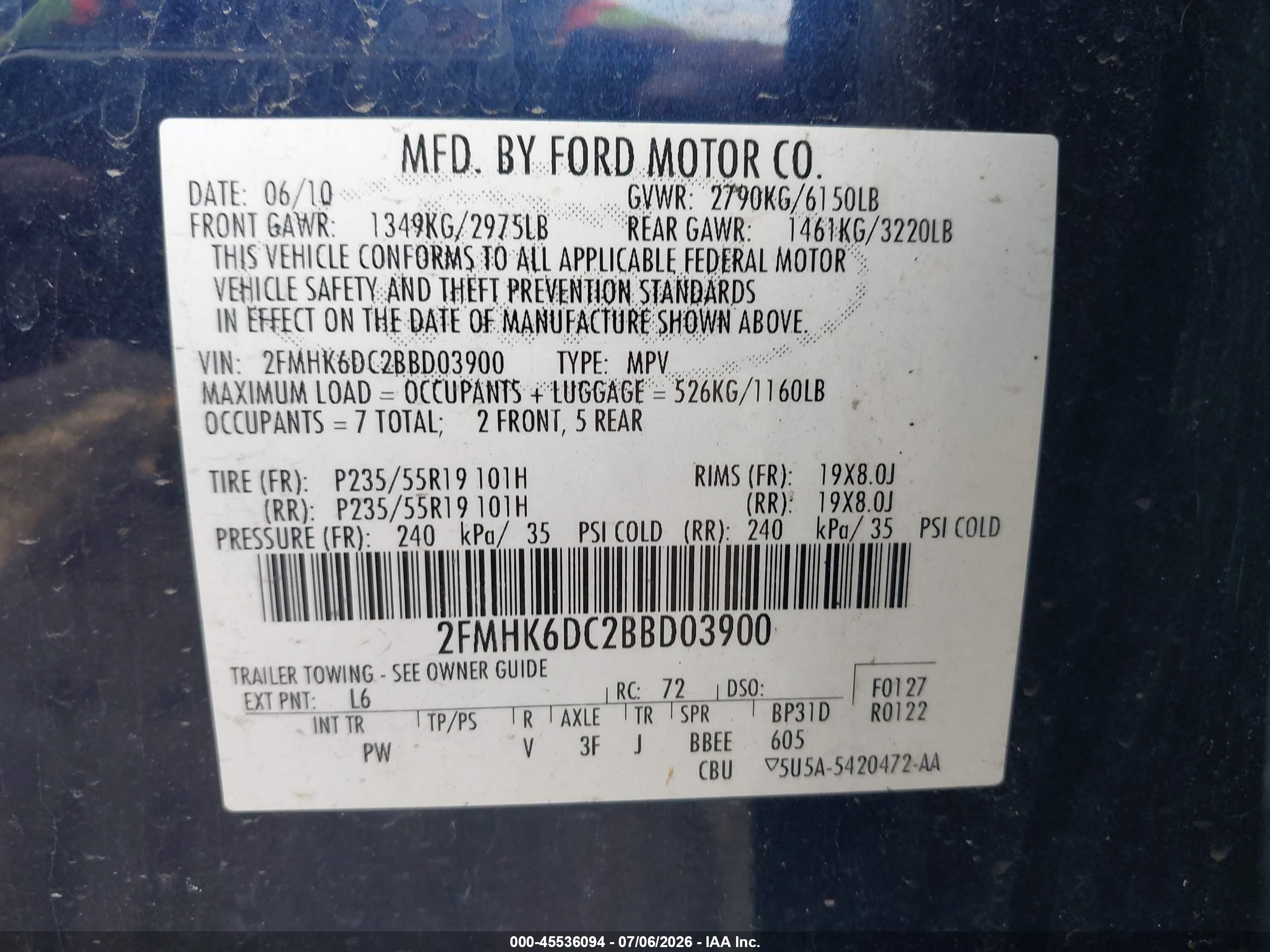 2011 Ford Flex Limited/titanium Blue vin: 2FMHK6DC2BBD03900
