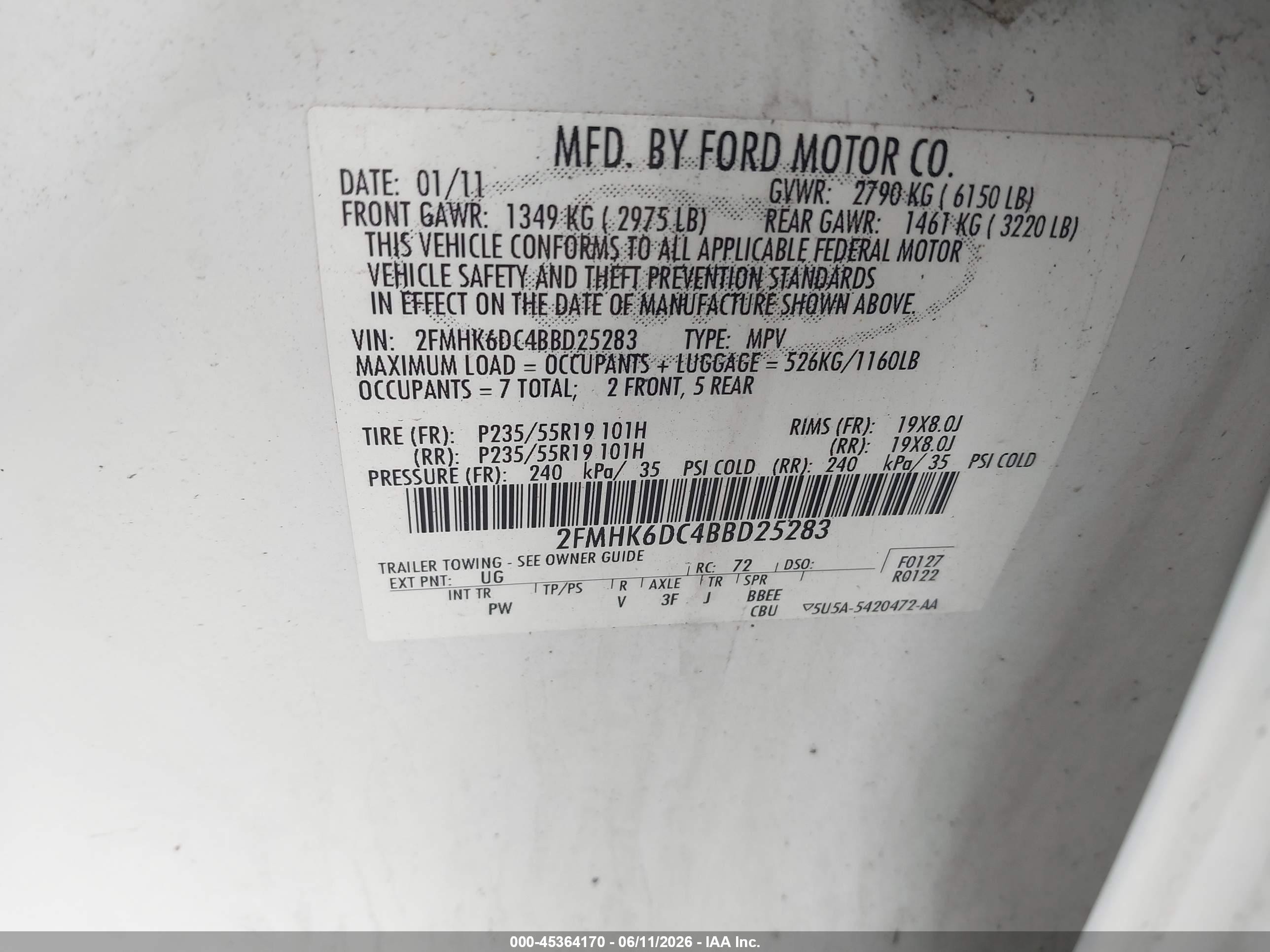 2011 Ford Flex Limited White vin: 2FMHK6DC4BBD25283