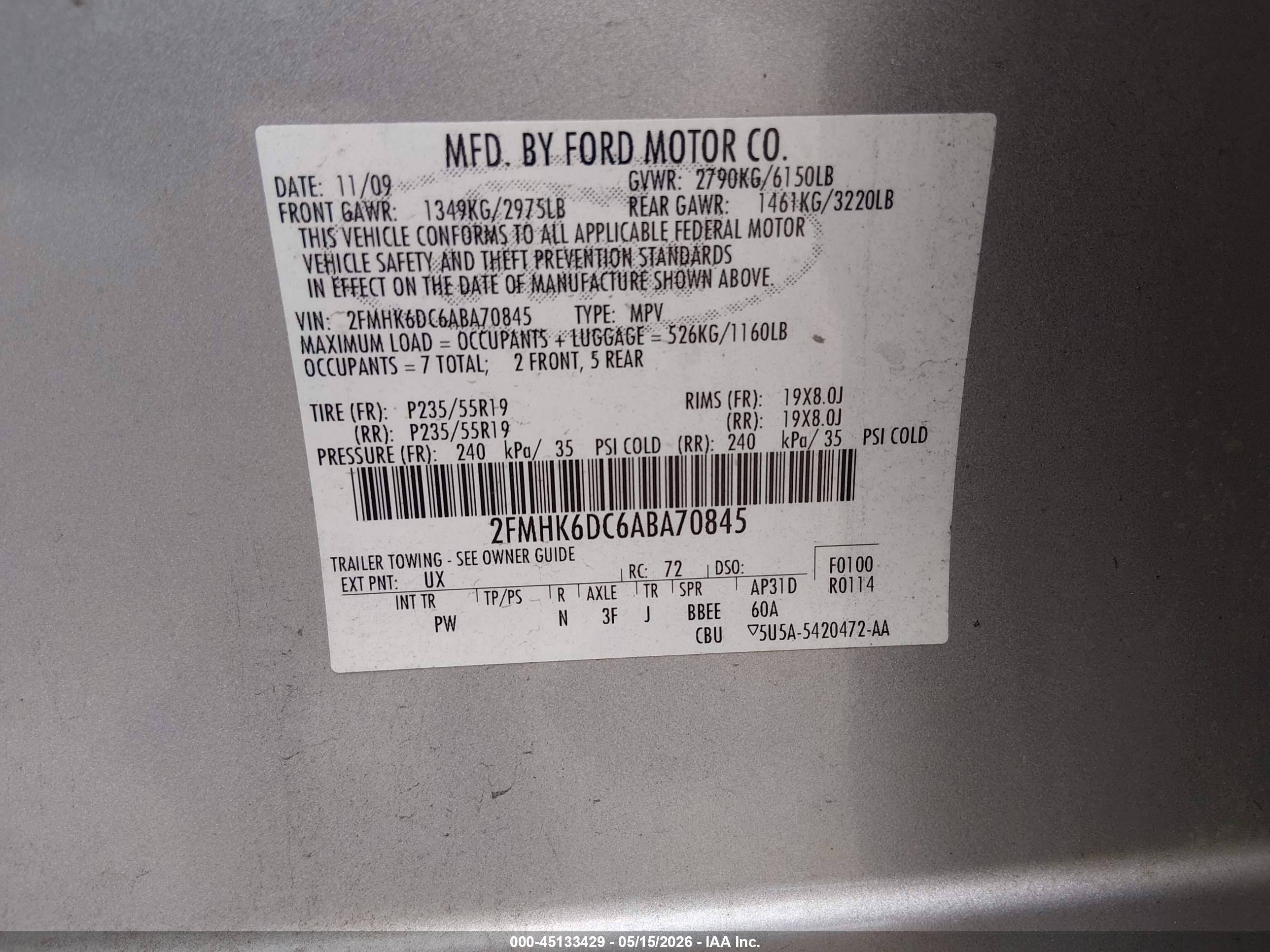 2010 Ford Flex Limited Silver vin: 2FMHK6DC6ABA70845
