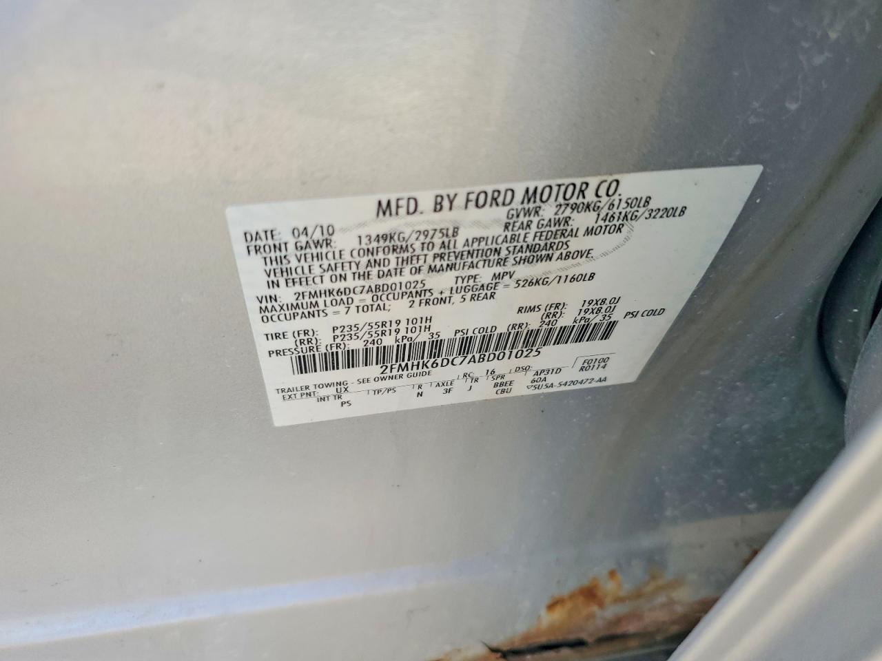 2010 Ford Flex Limited Silver vin: 2FMHK6DC7ABD01025