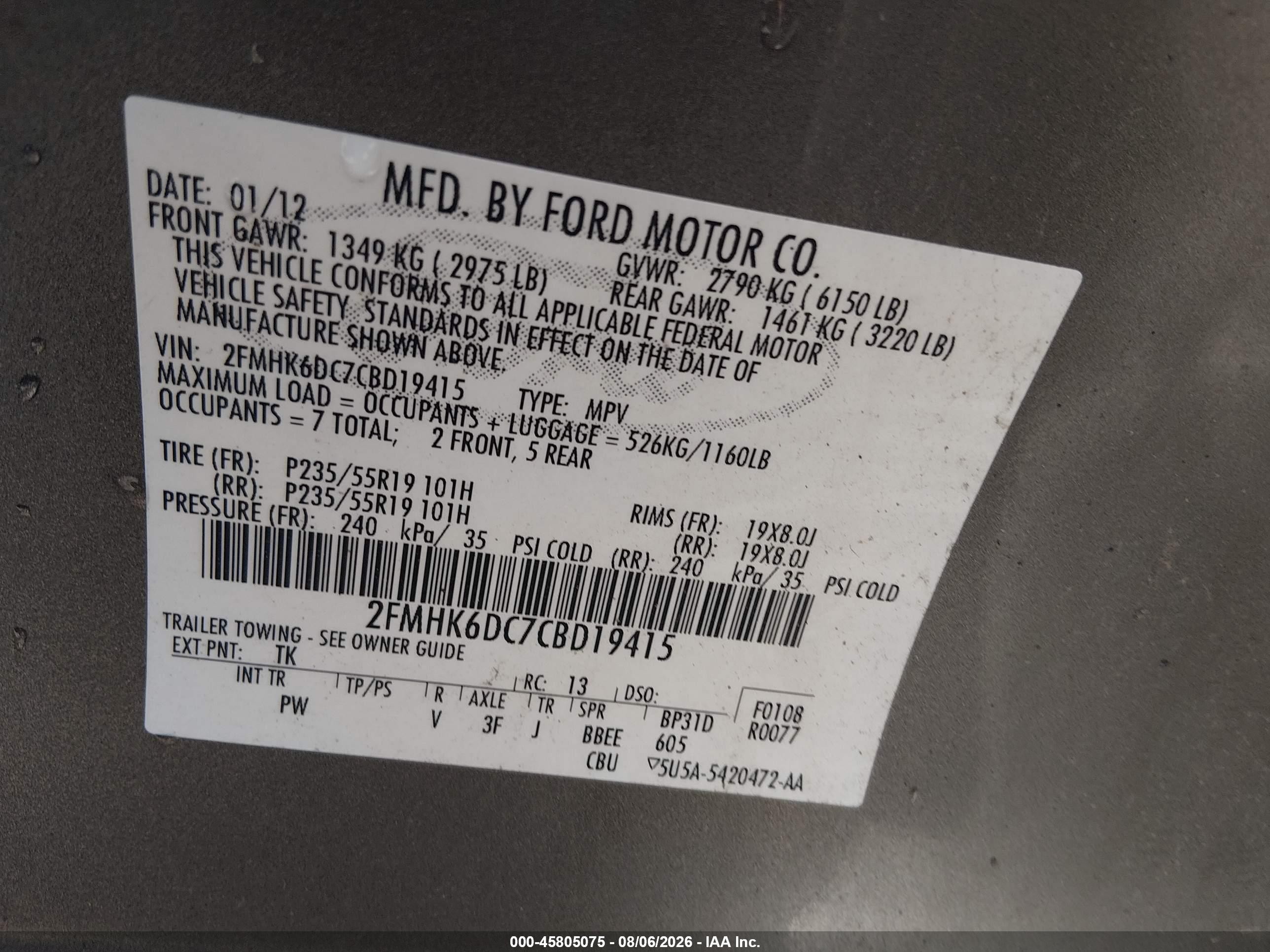 2012 Ford Flex Limited Pewter vin: 2FMHK6DC7CBD19415