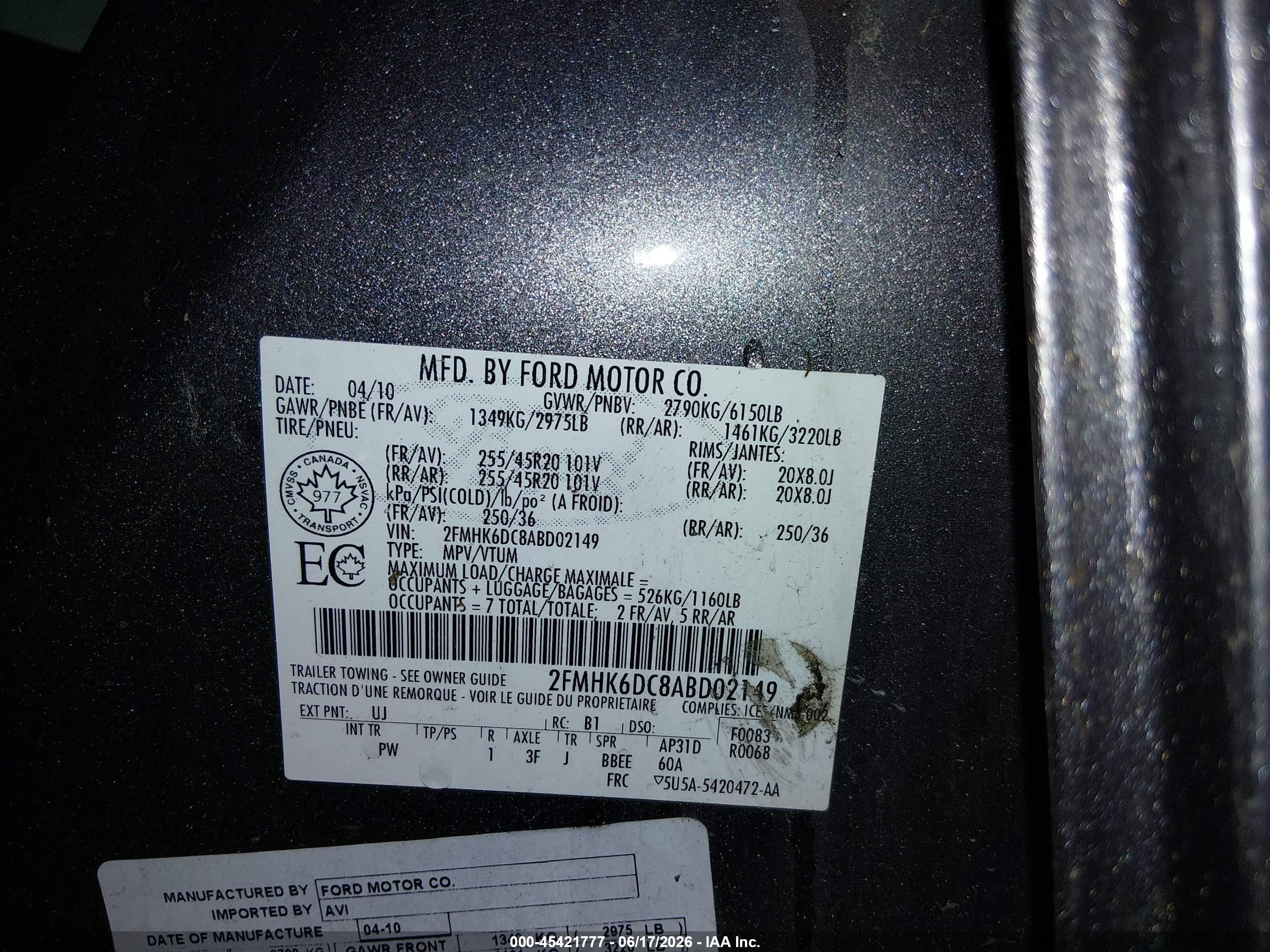 2010 Ford Flex Limited Gray vin: 2FMHK6DC8ABD02149