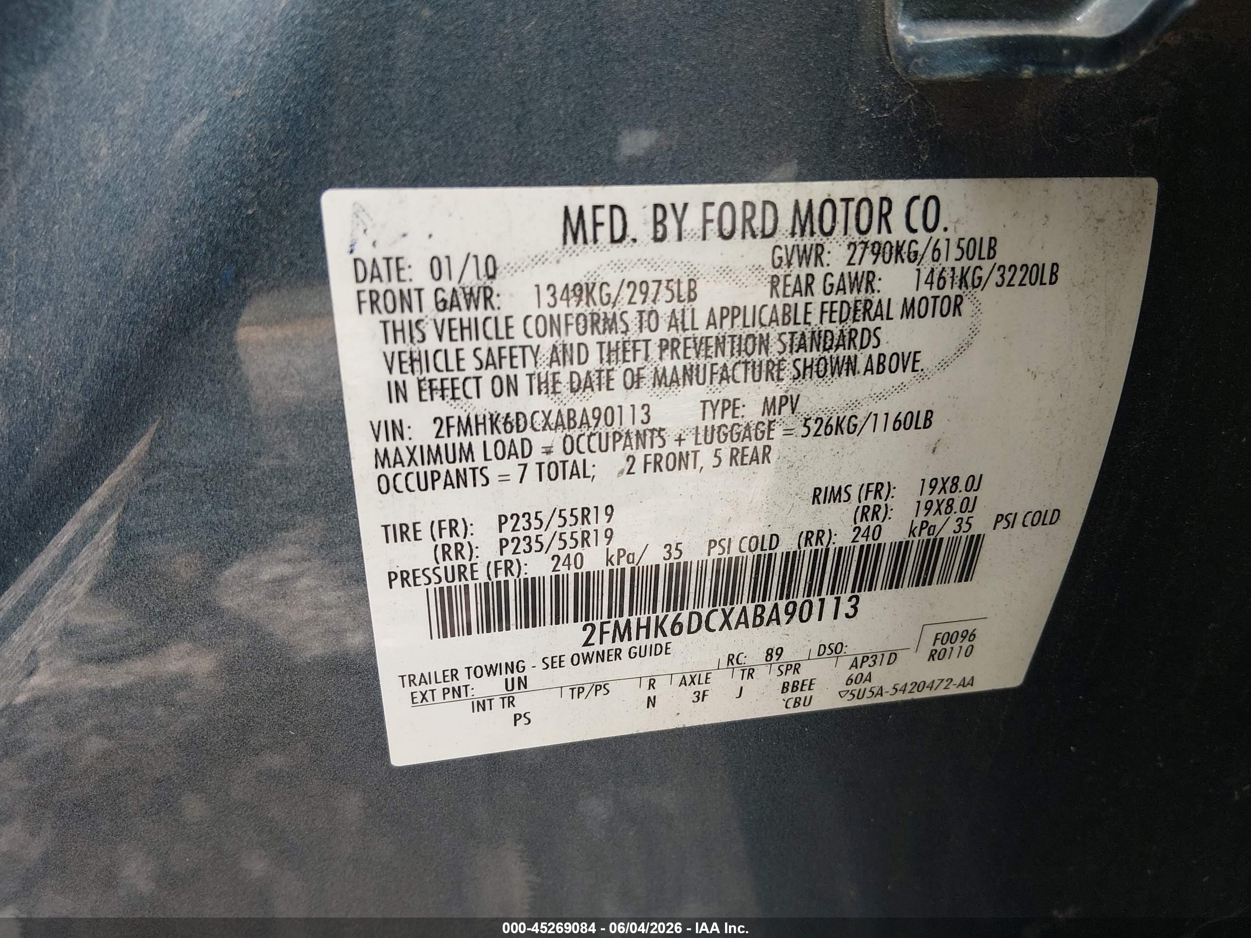 2010 Ford Flex Limited Blue vin: 2FMHK6DCXABA90113
