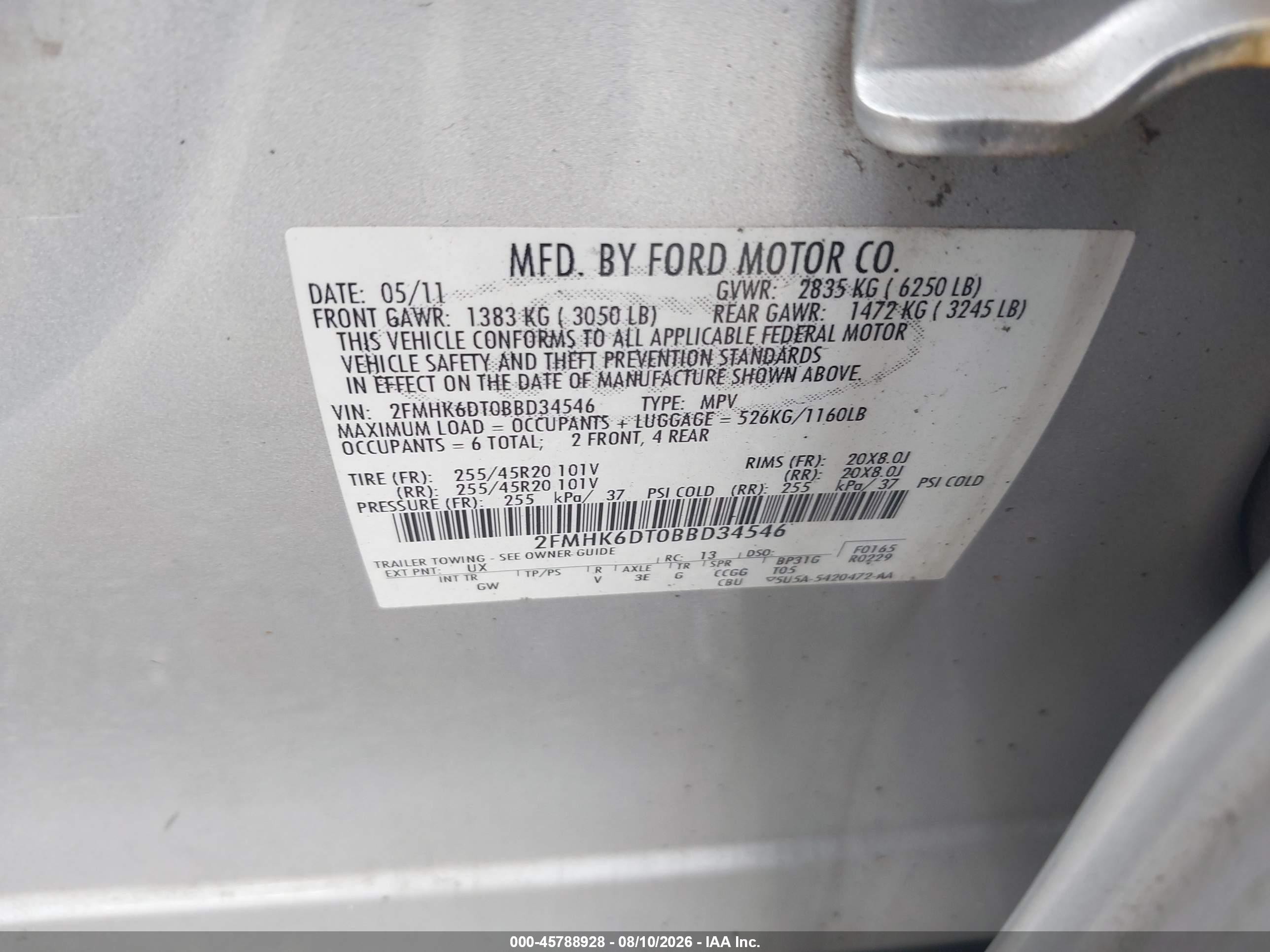 2011 Ford Flex Titanium Silver vin: 2FMHK6DT0BBD34546