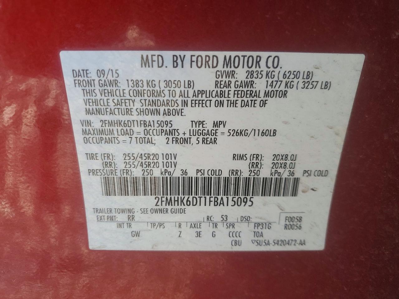 2015 Ford Flex Limited Maroon vin: 2FMHK6DT1FBA15095