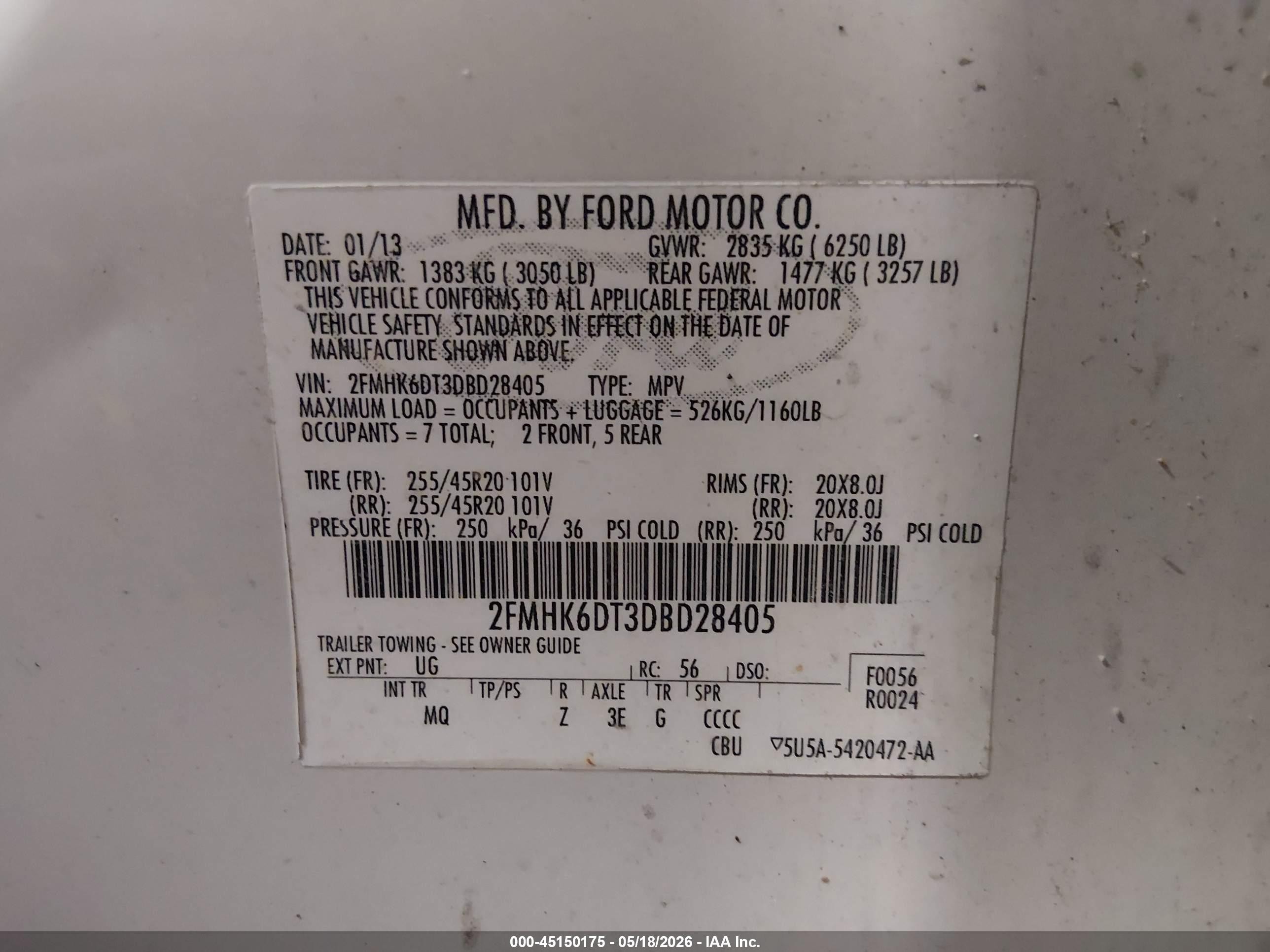 2013 Ford Flex Limited Белый vin: 2FMHK6DT3DBD28405
