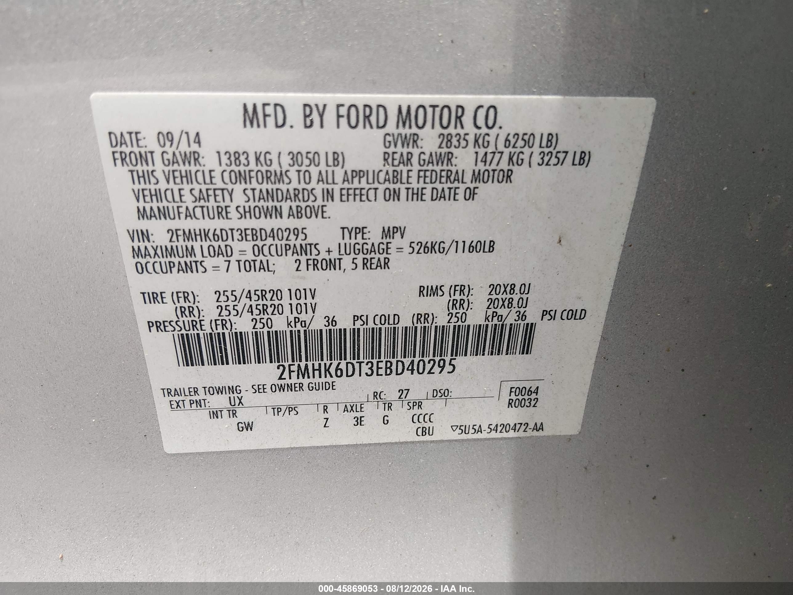 2014 Ford Flex Limited Silver vin: 2FMHK6DT3EBD40295