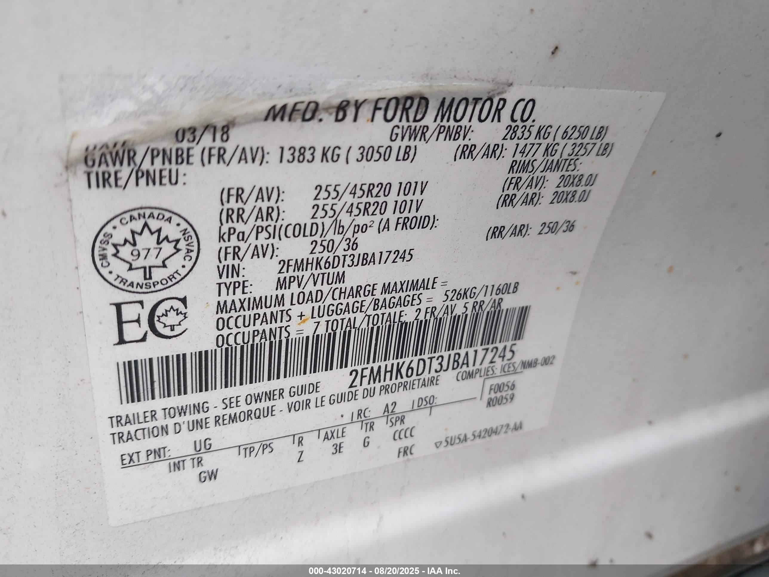 2018 Ford Flex Limited White vin: 2FMHK6DT3JBA17245