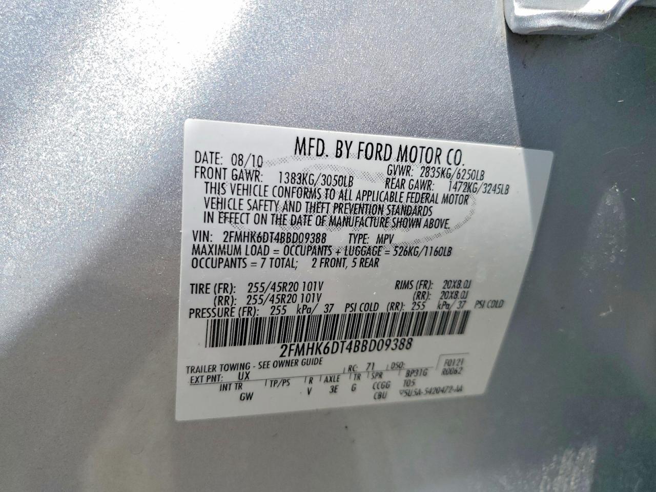 2011 Ford Flex Limited Silver vin: 2FMHK6DT4BBD09388