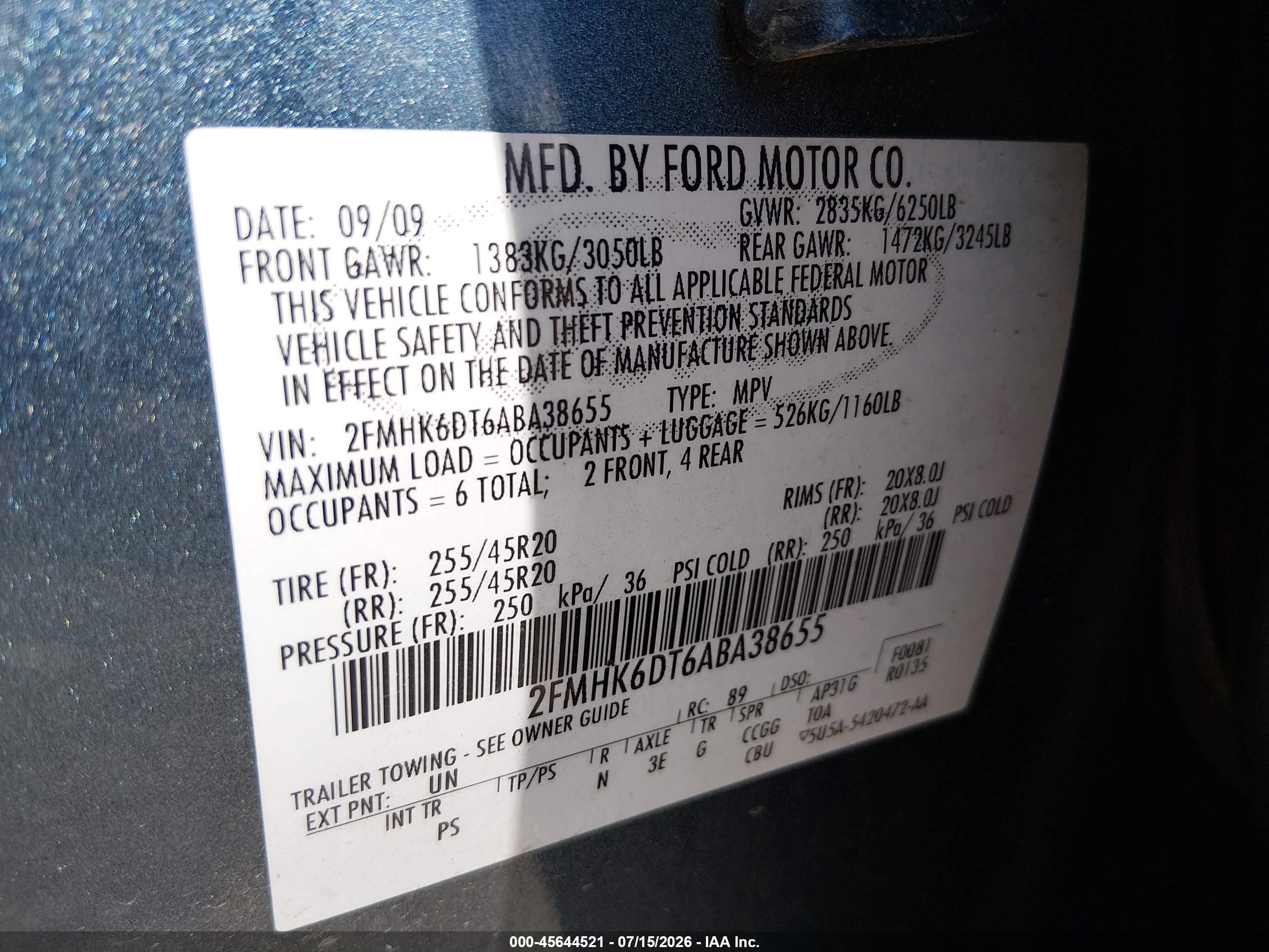 2010 Ford Flex Limited Blue vin: 2FMHK6DT6ABA38655